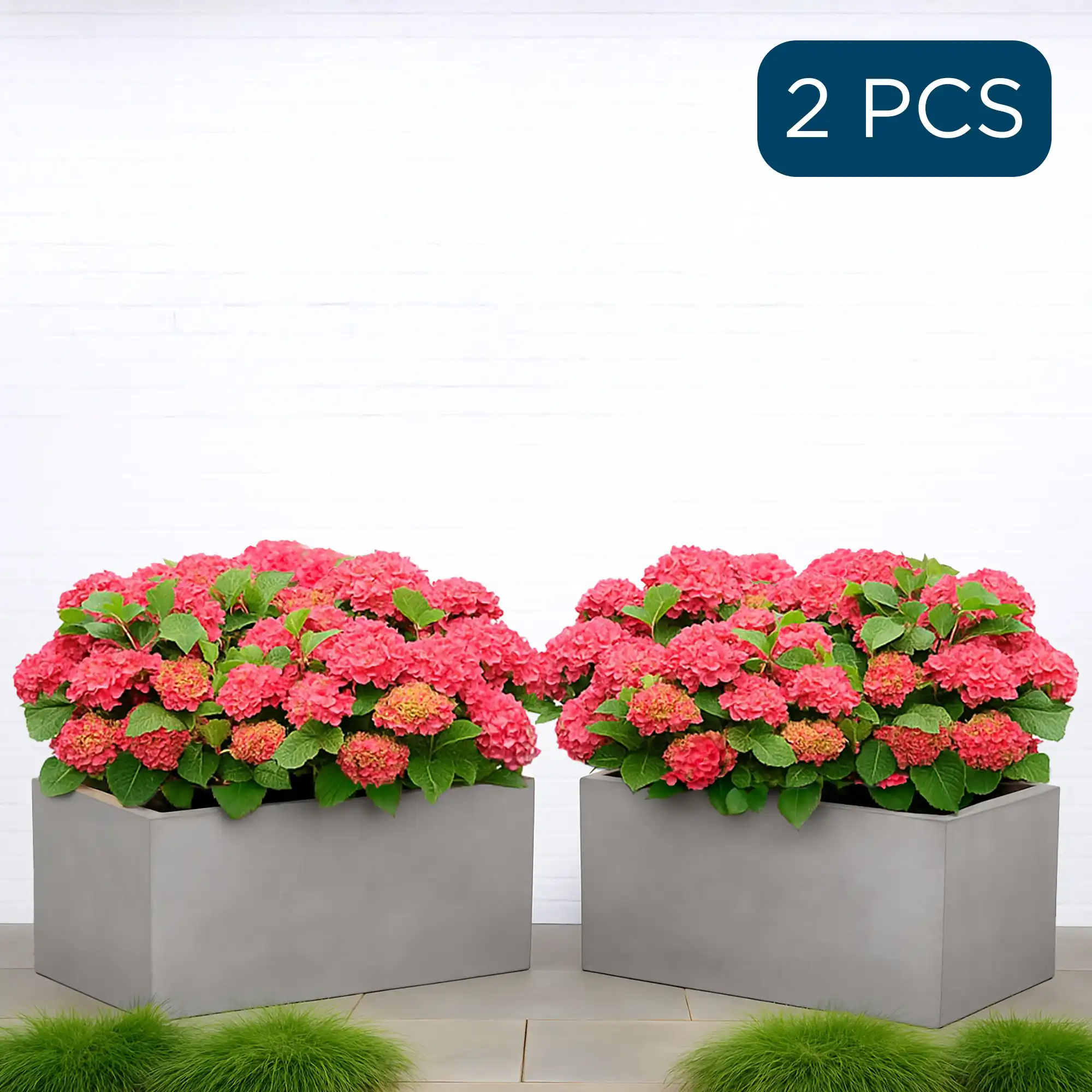 IDEALIST Lite Contemporary Light Concrete Trough Planter Set