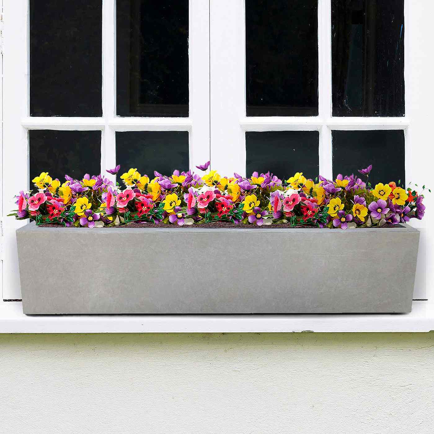 IDEALIST Lite Window Box Light Concrete Planter Set