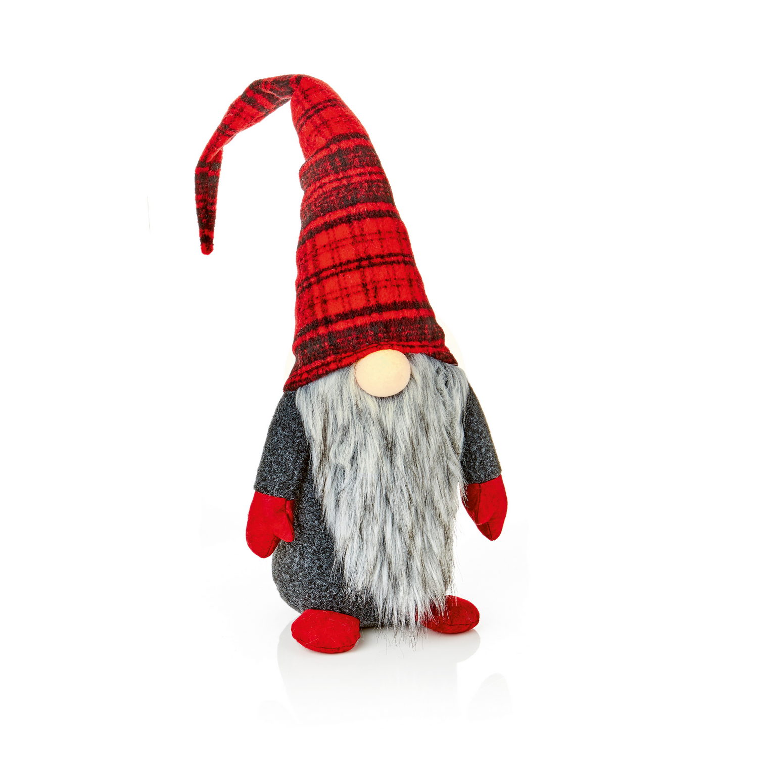 Christmas Lit Gonk Standing with Tartan Hat