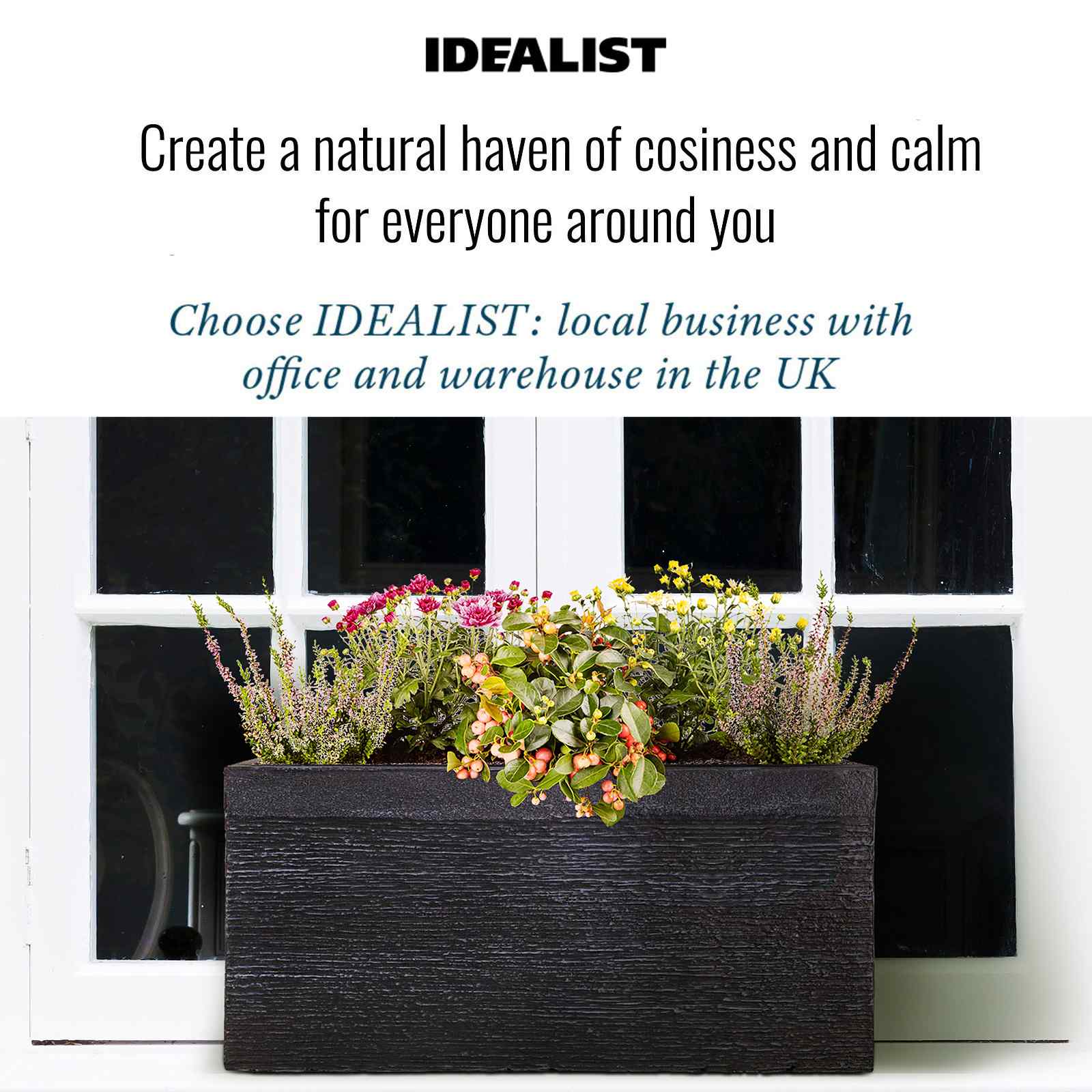IDEALIST Lite Ribbed Light Concrete Trough Planter