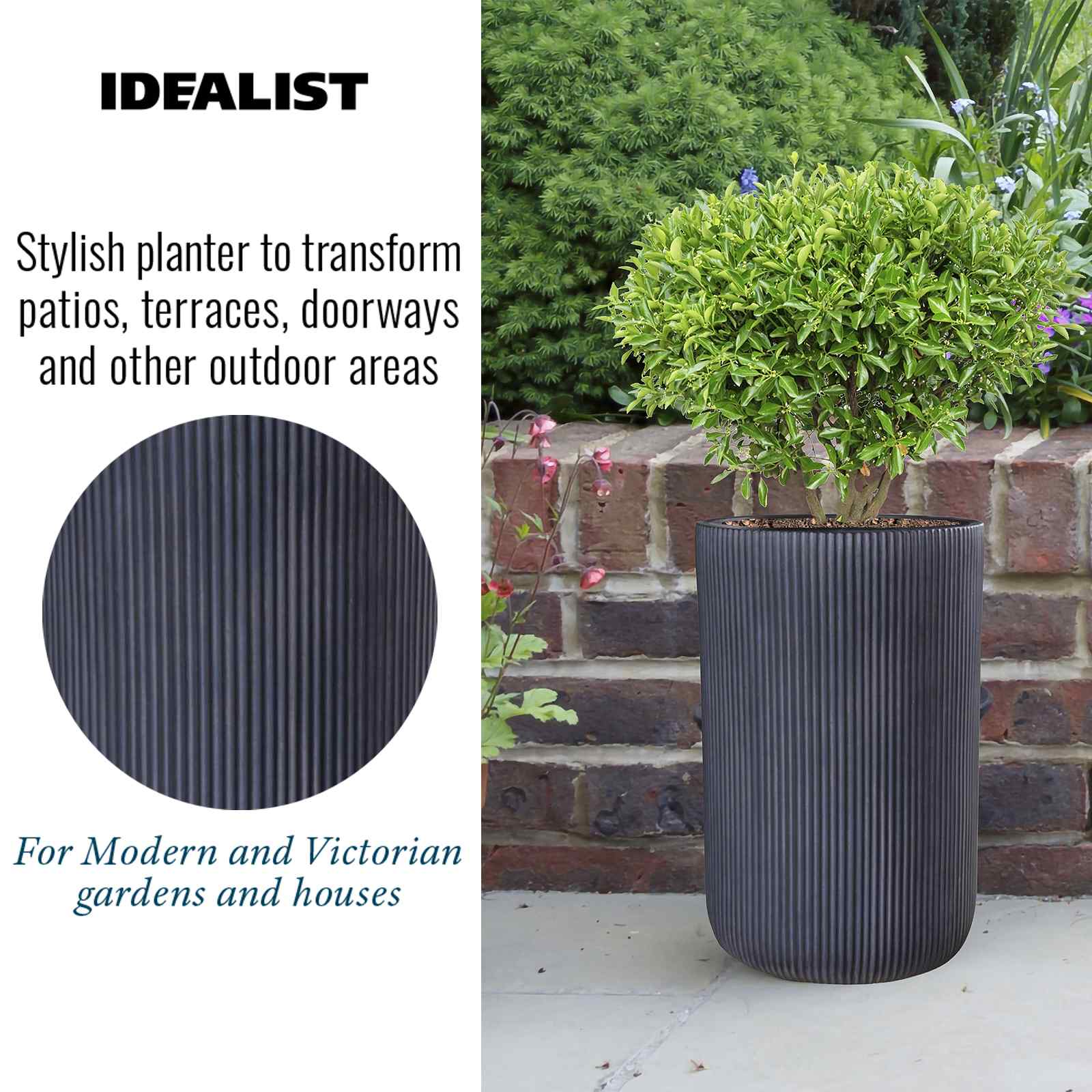 IDEALIST Lite Ribbed Cylinder Outdoor Planter