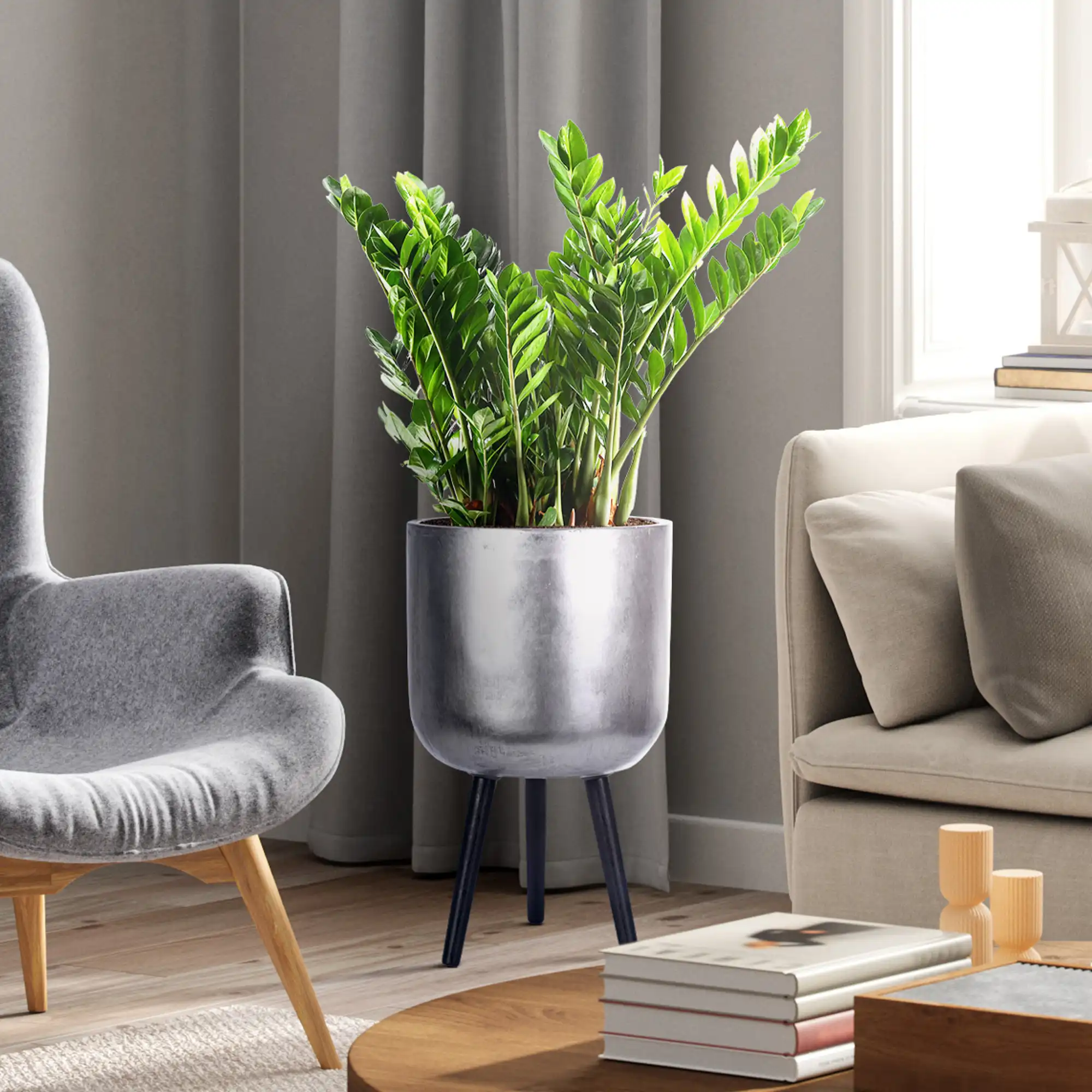 IDEALIST Lite Round Planter on Legs, Round Pot Plant Stand Indoor