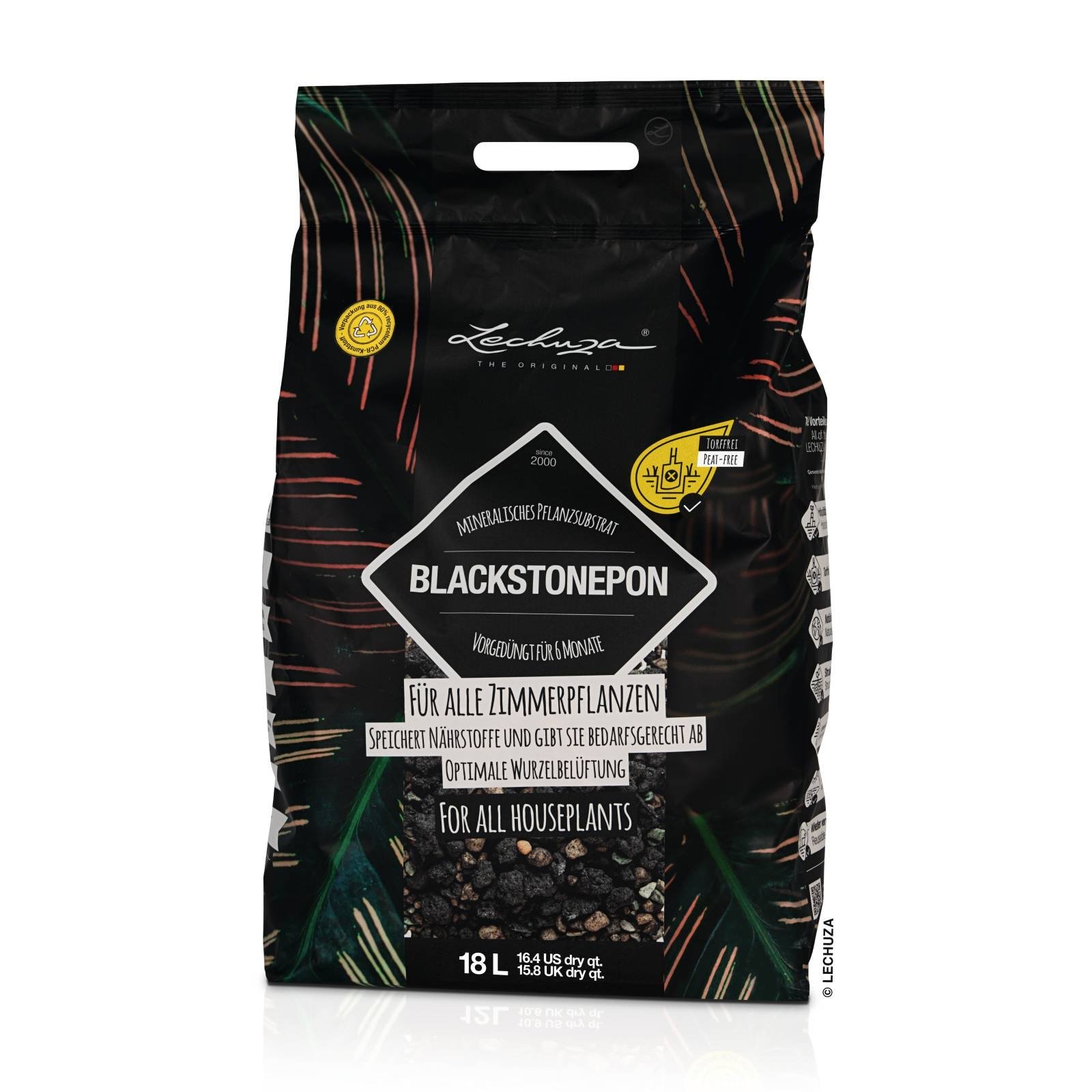LECHUZA BLACKSTONEPON Pre-fertilized Potting Soil Compost for Indoor Houseplants