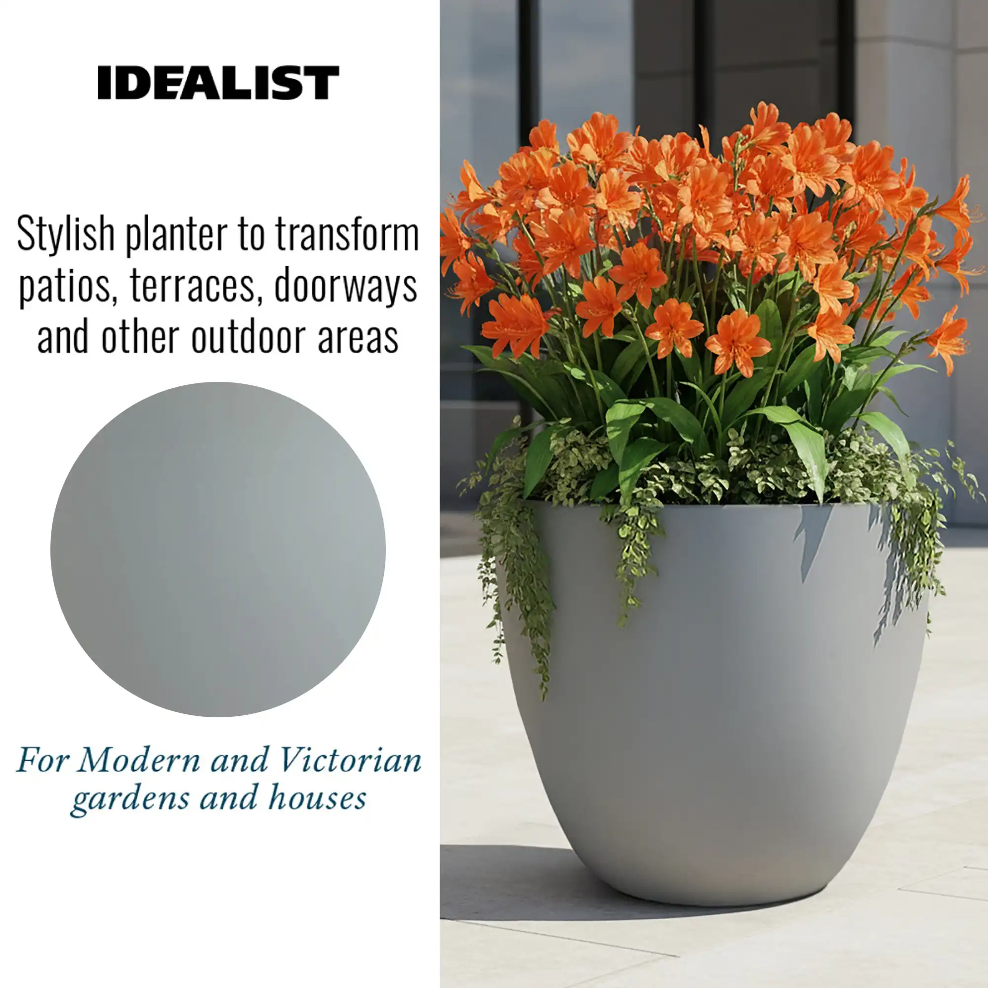 IDEALIST Lite Contemporary Light Concrete Egg Planter