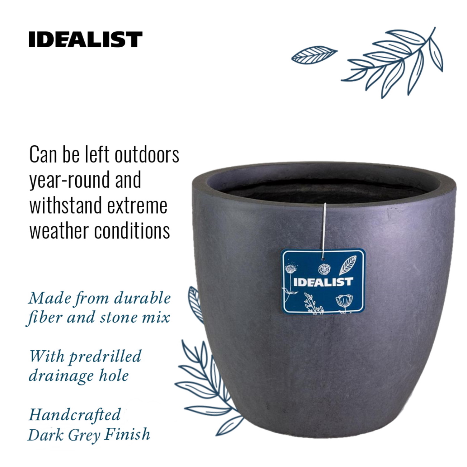 IDEALIST Lite Contemporary Light Concrete Egg Planter