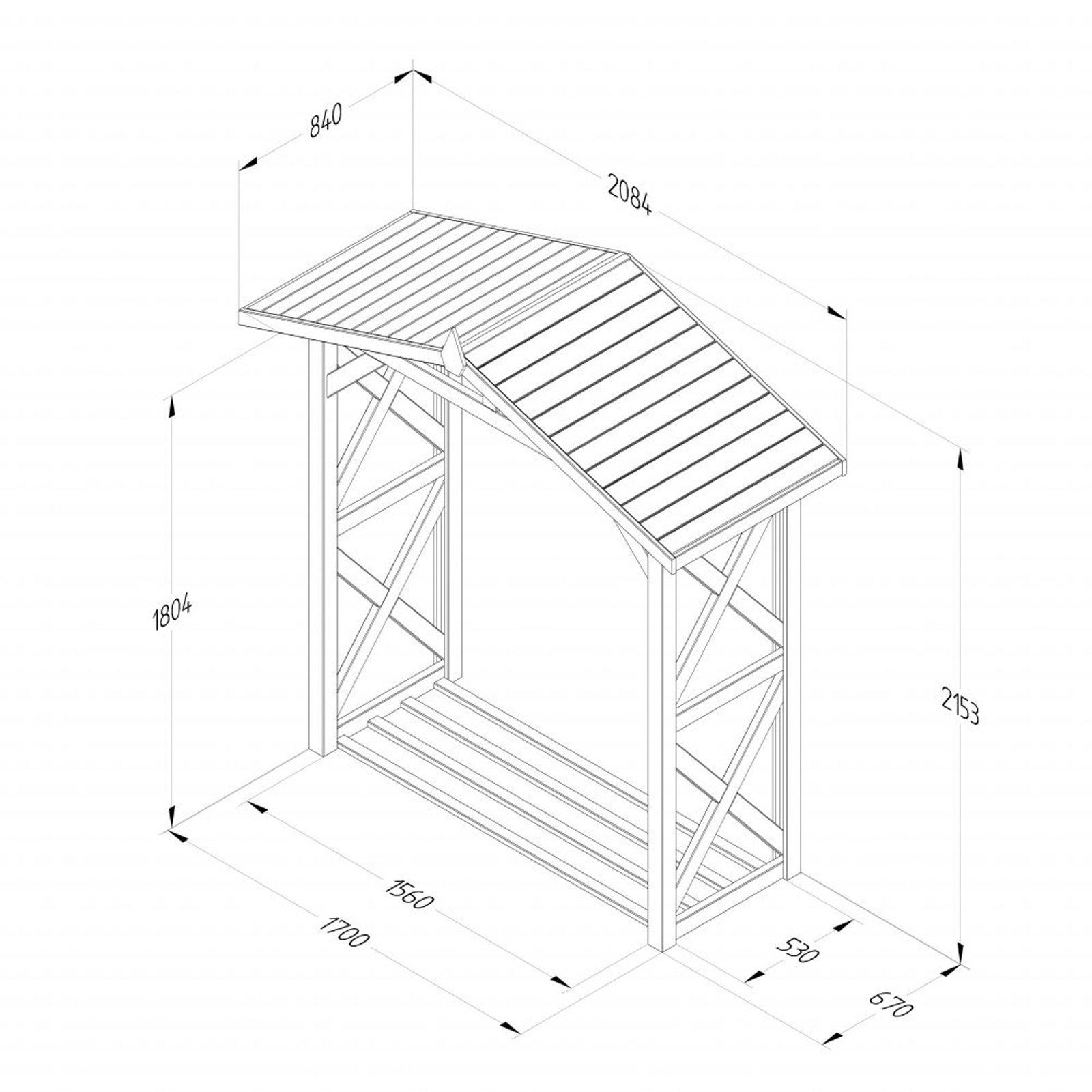 Outdoor Wooden Apex Wall Log Store by Forest Garden