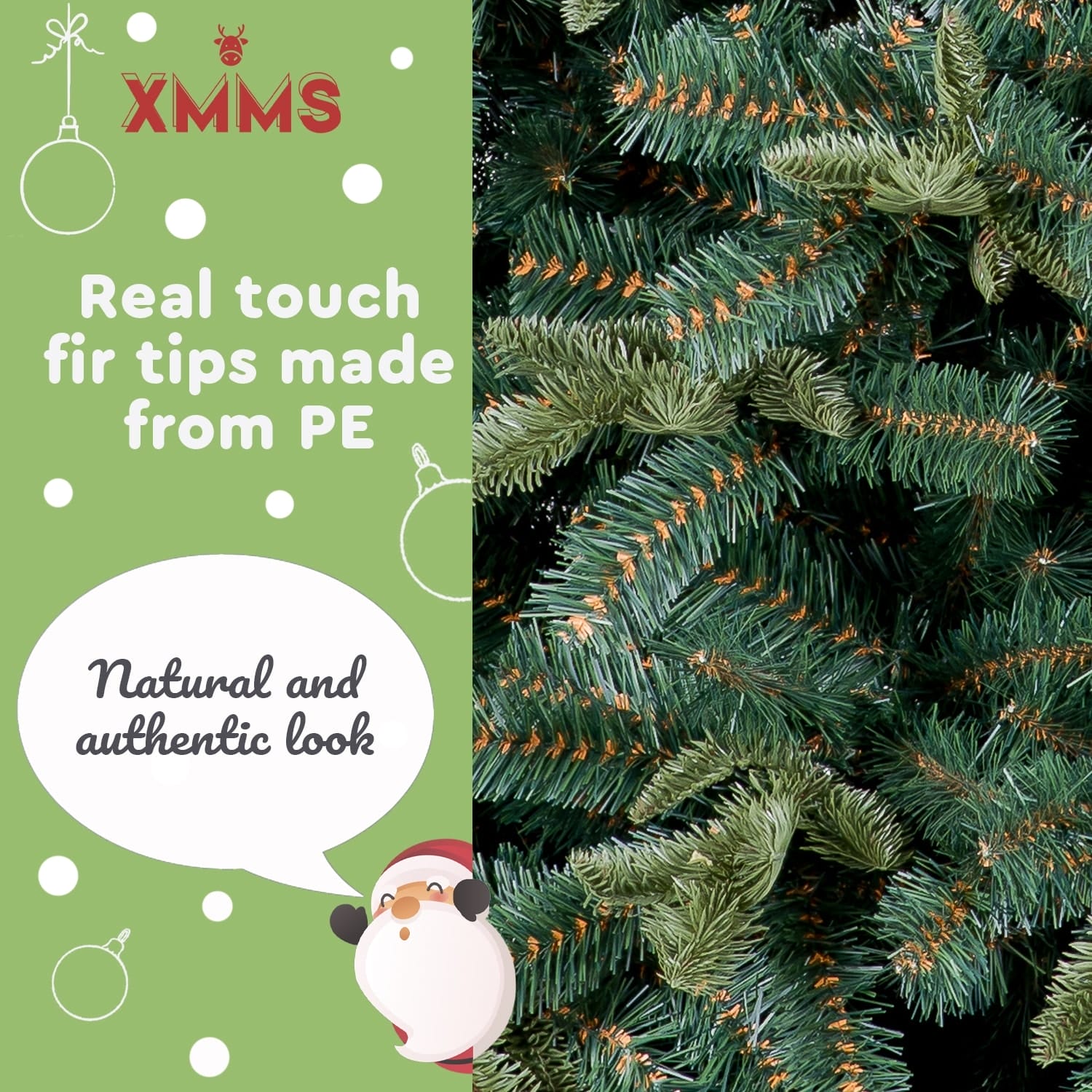 XMMS Swansea Artificial Christmas Tree with Tree Skirt & Cotton Gloves Real Touch Mixed Pine and Fir