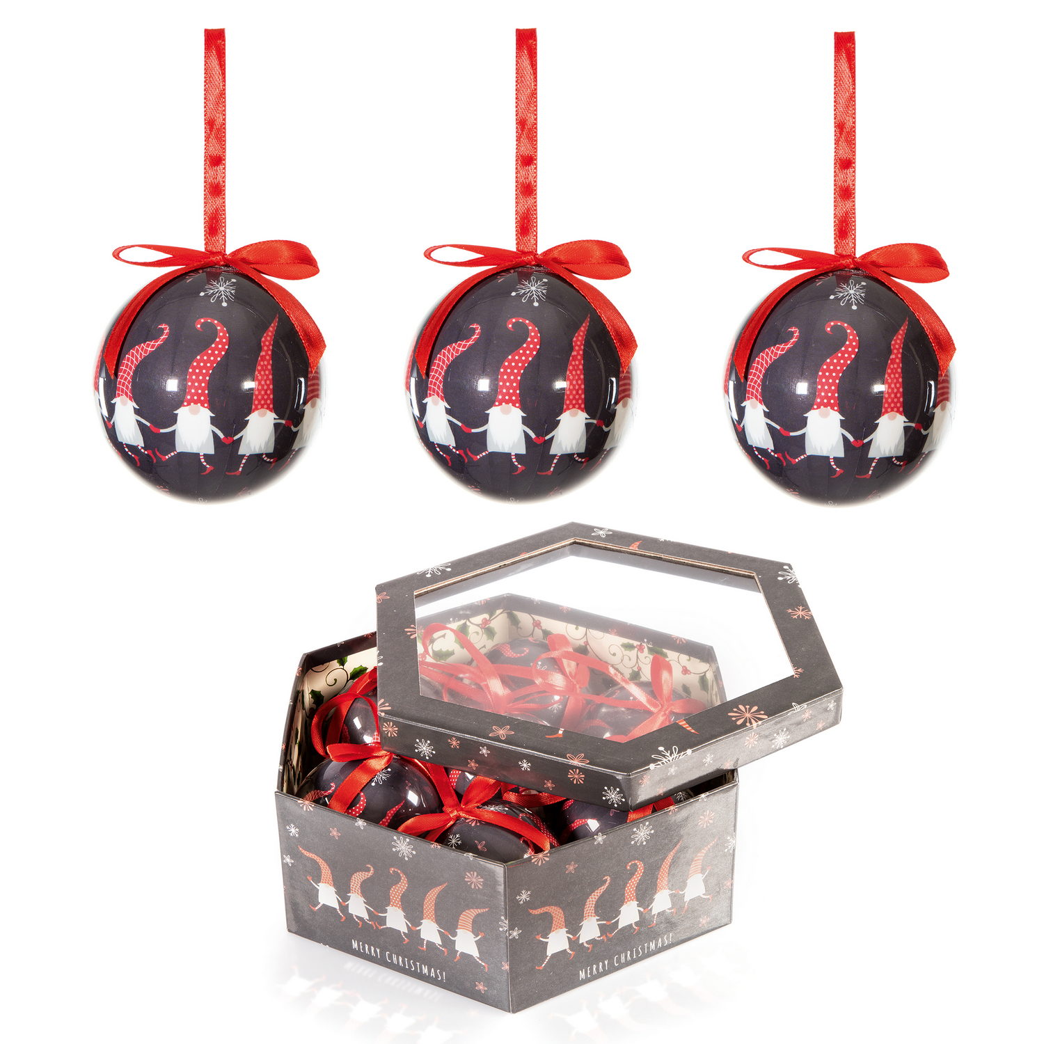 Christmas Tree Baubles Gnome Decoupage Balls