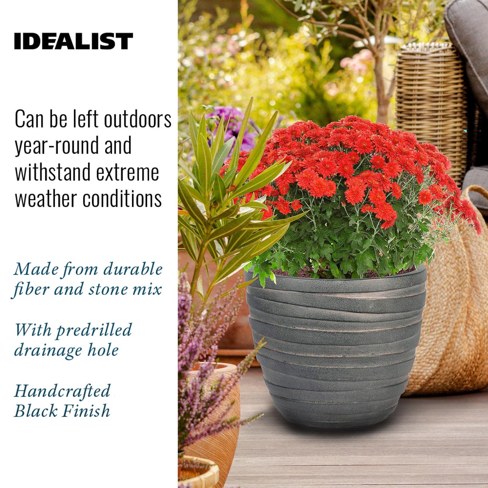 IDEALIST Lite Row Light Concrete Egg Planter