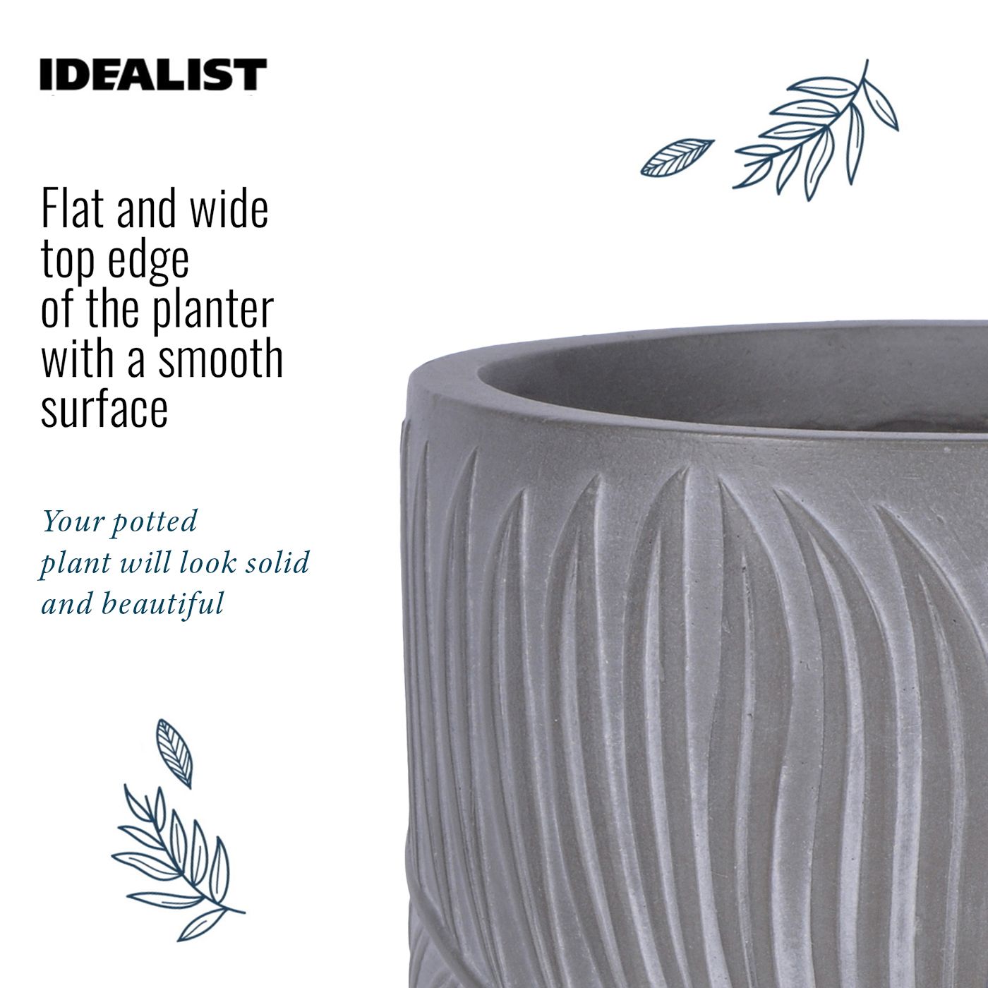 IDEALIST Lite Leaf Embossed Round Planter