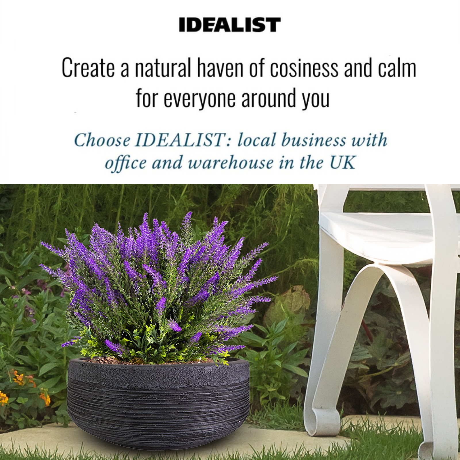 IDEALIST Lite Ribbed Light Concrete Bowl Planter