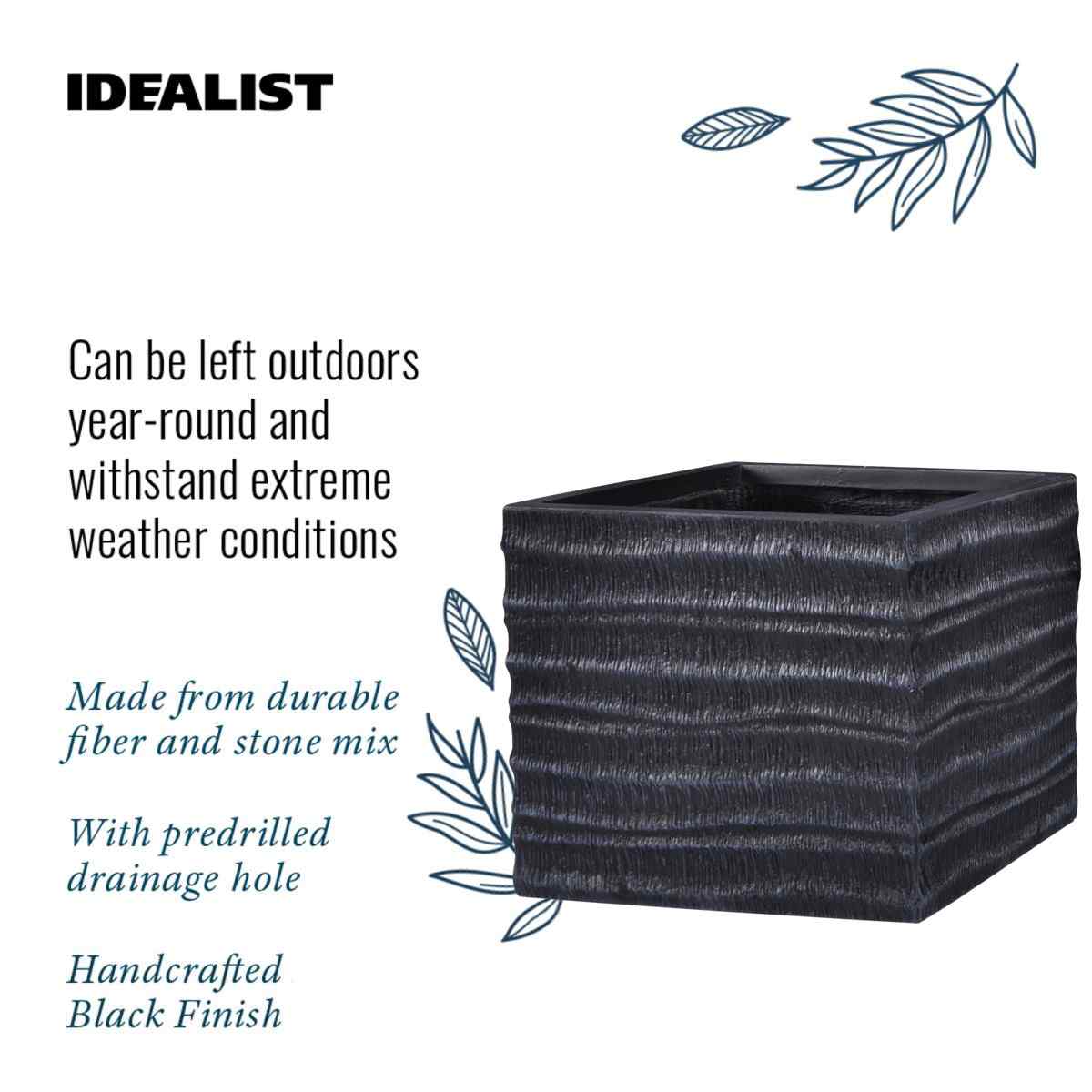 IDEALIST Lite Straw Ribbed Square Outdoor Planter