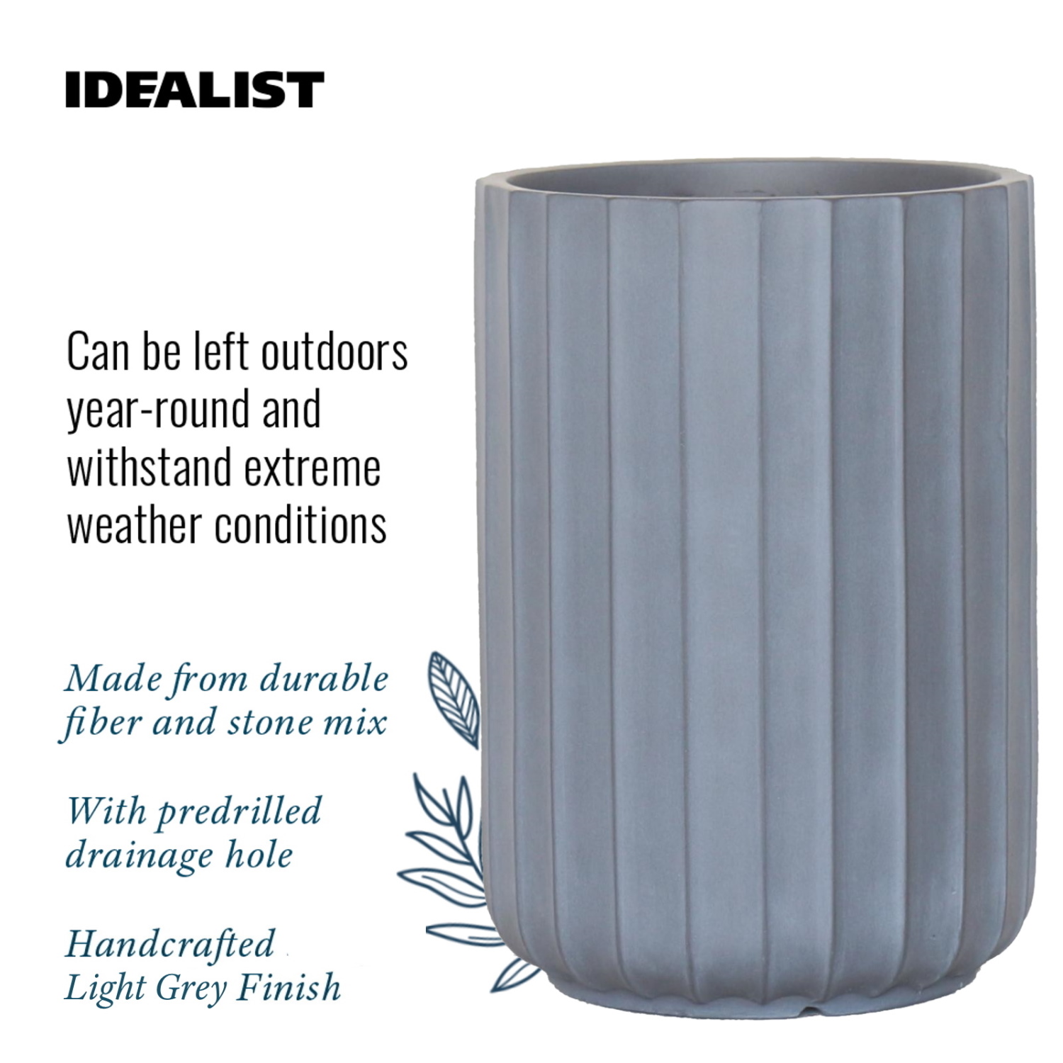 IDEALIST Lite Modern Ribbed Cylinder Round Outdoor Planter