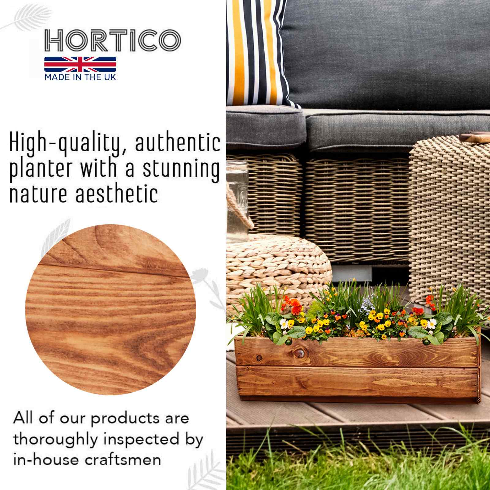 Rustic Scandinavian Redwood Window Box Outdoor Planter Made in UK by HORTICO