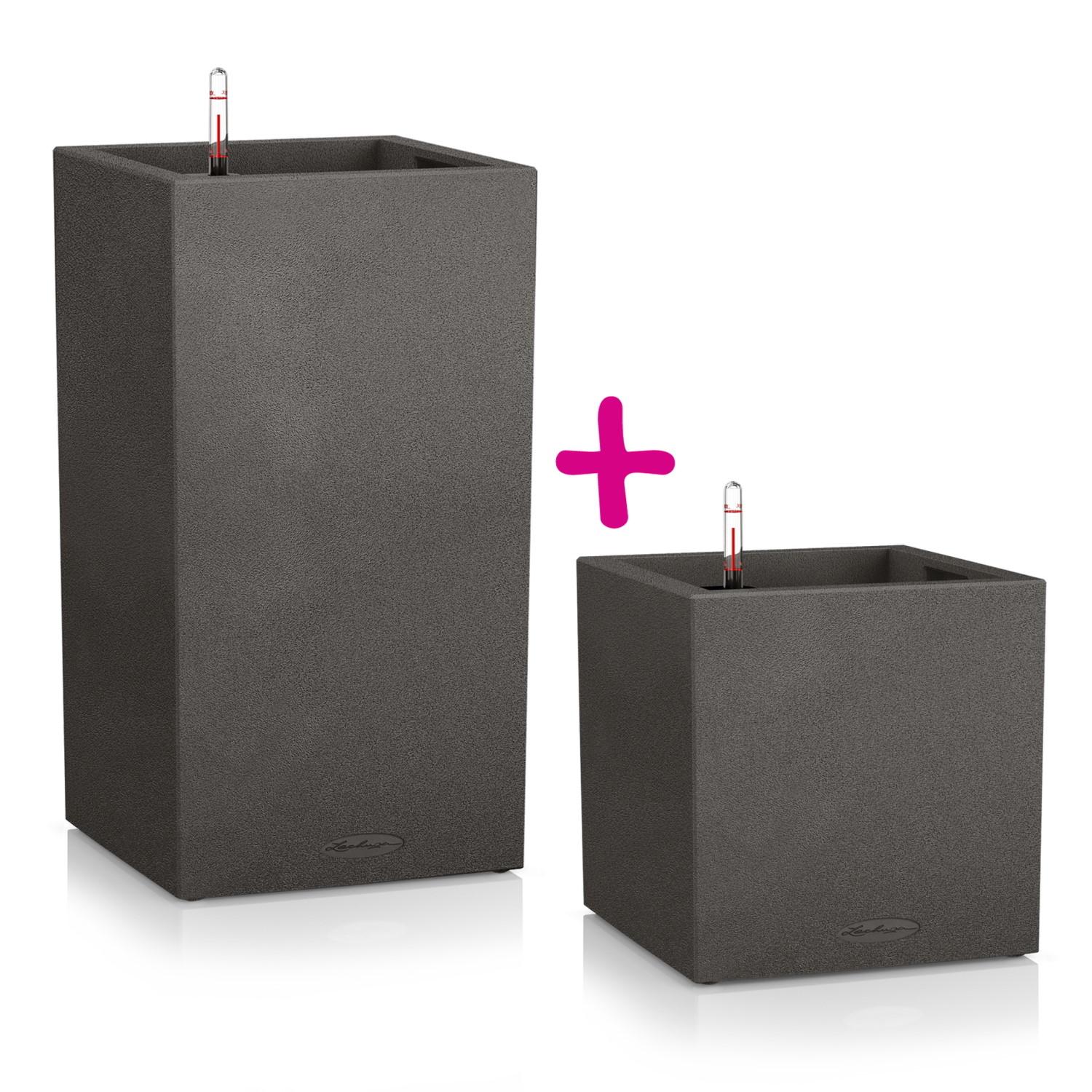 LECHUZA CANTO Stone High Square Tall Poly Resin Self-watering Planter