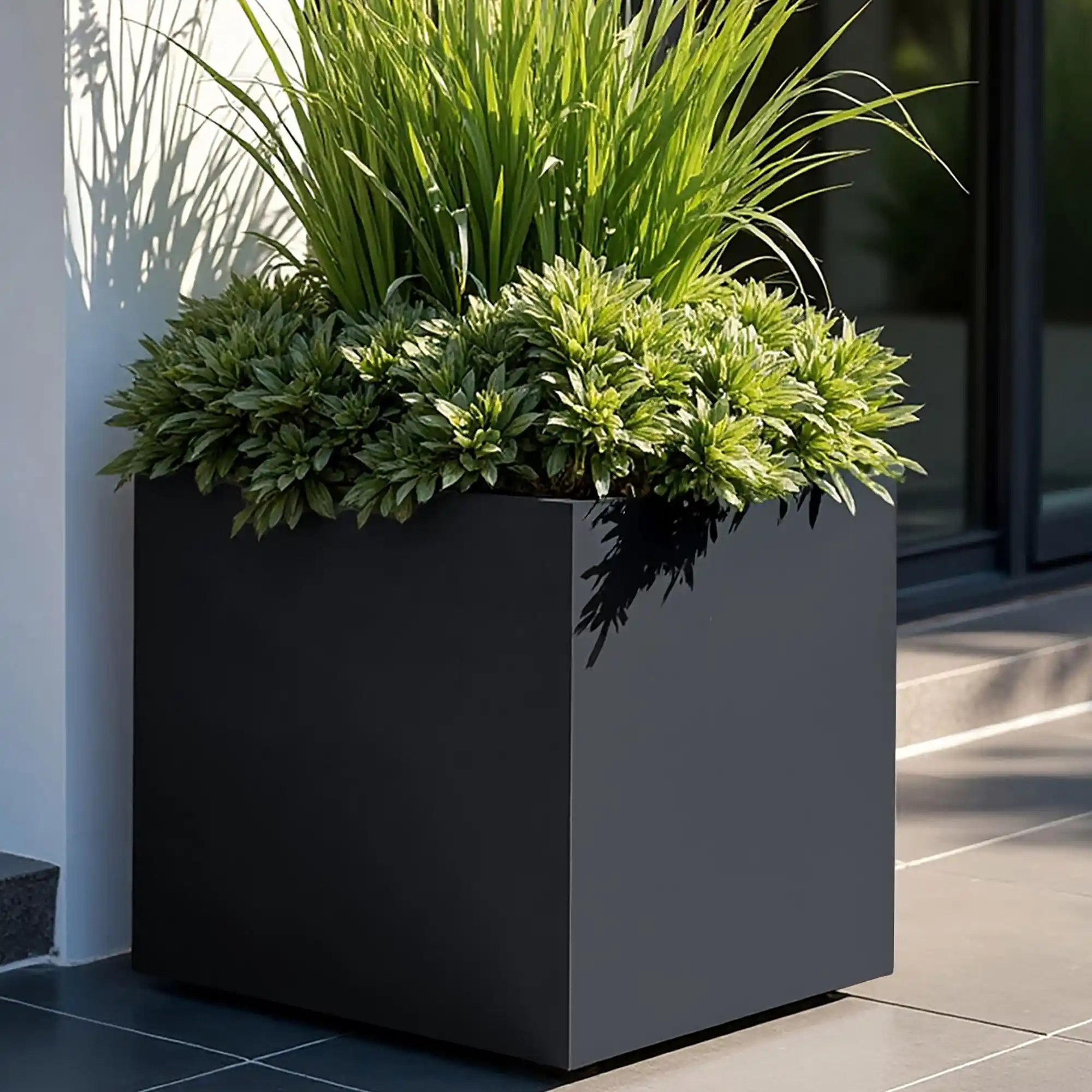 PURE Cube Outdoor Fiberglass Planter
