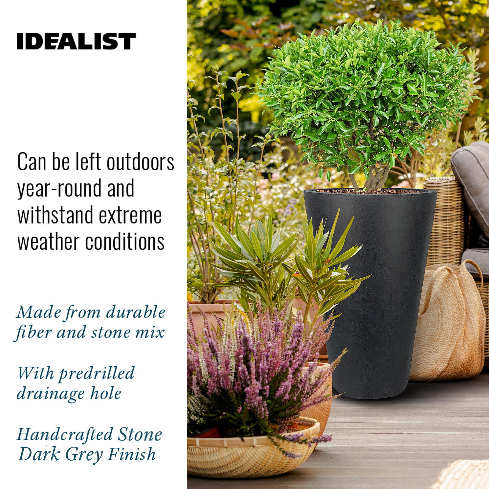 IDEALIST Lite Contemporary Round Light Concrete Planter