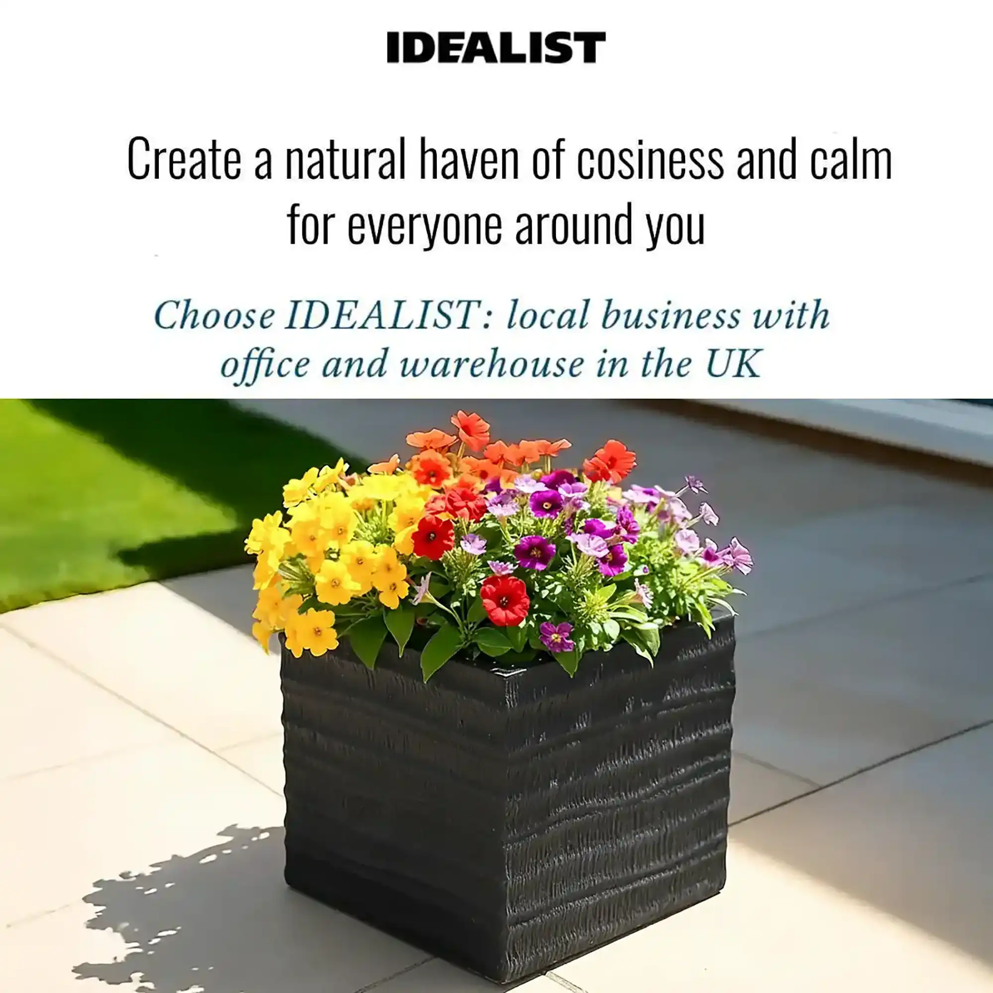 IDEALIST Lite Straw Ribbed Square Outdoor Planter