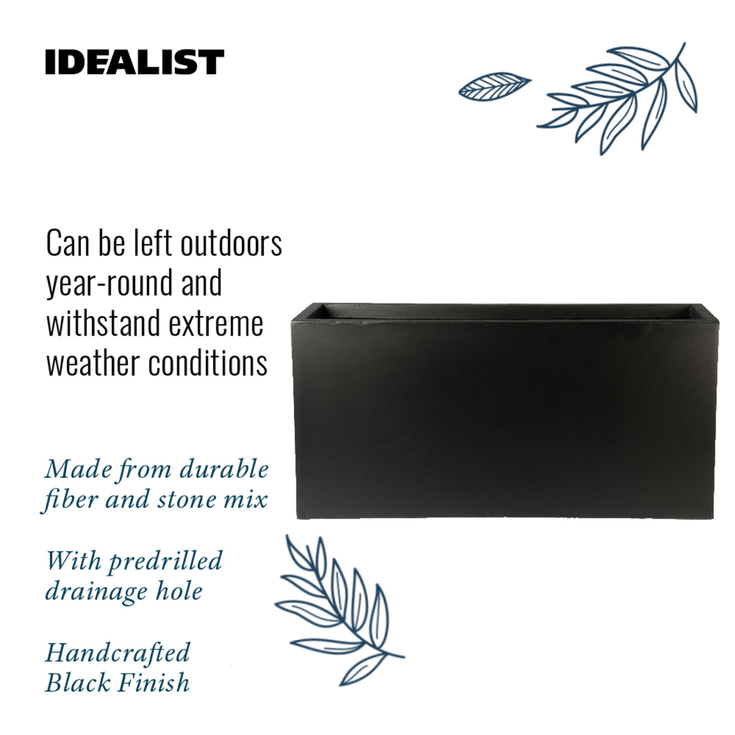 IDEALIST Lite Contemporary Light Concrete High Trough Planter