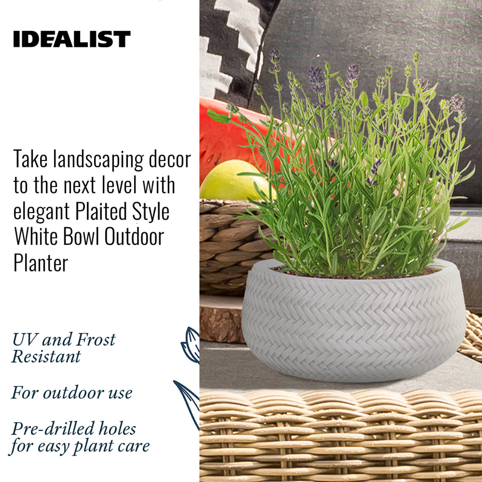 IDEALIST Lite Plaited Style Bowl Outdoor Planter