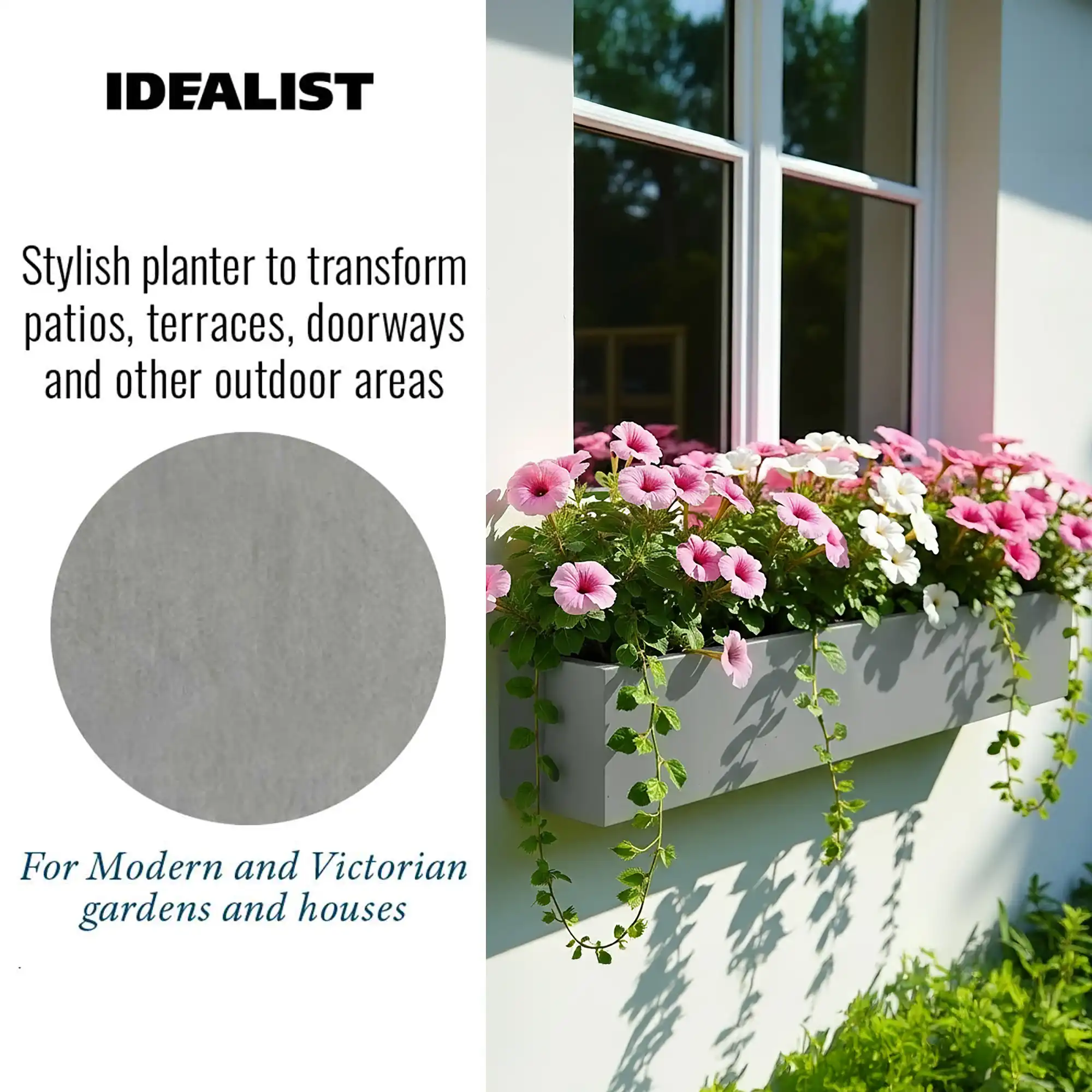 IDEALIST Lite Window Box Light Concrete Planter