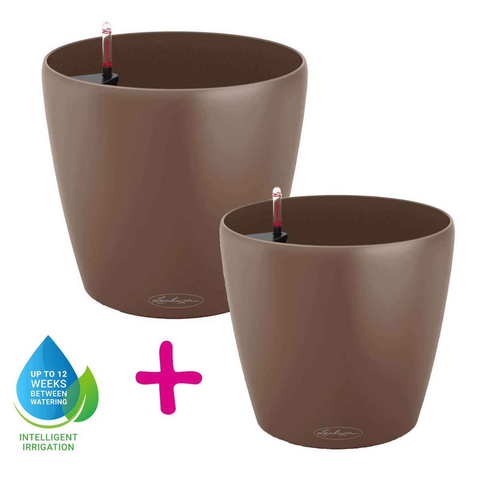LECHUZA CLASSICO Color Round Poly Resin Self-watering Planter Set
