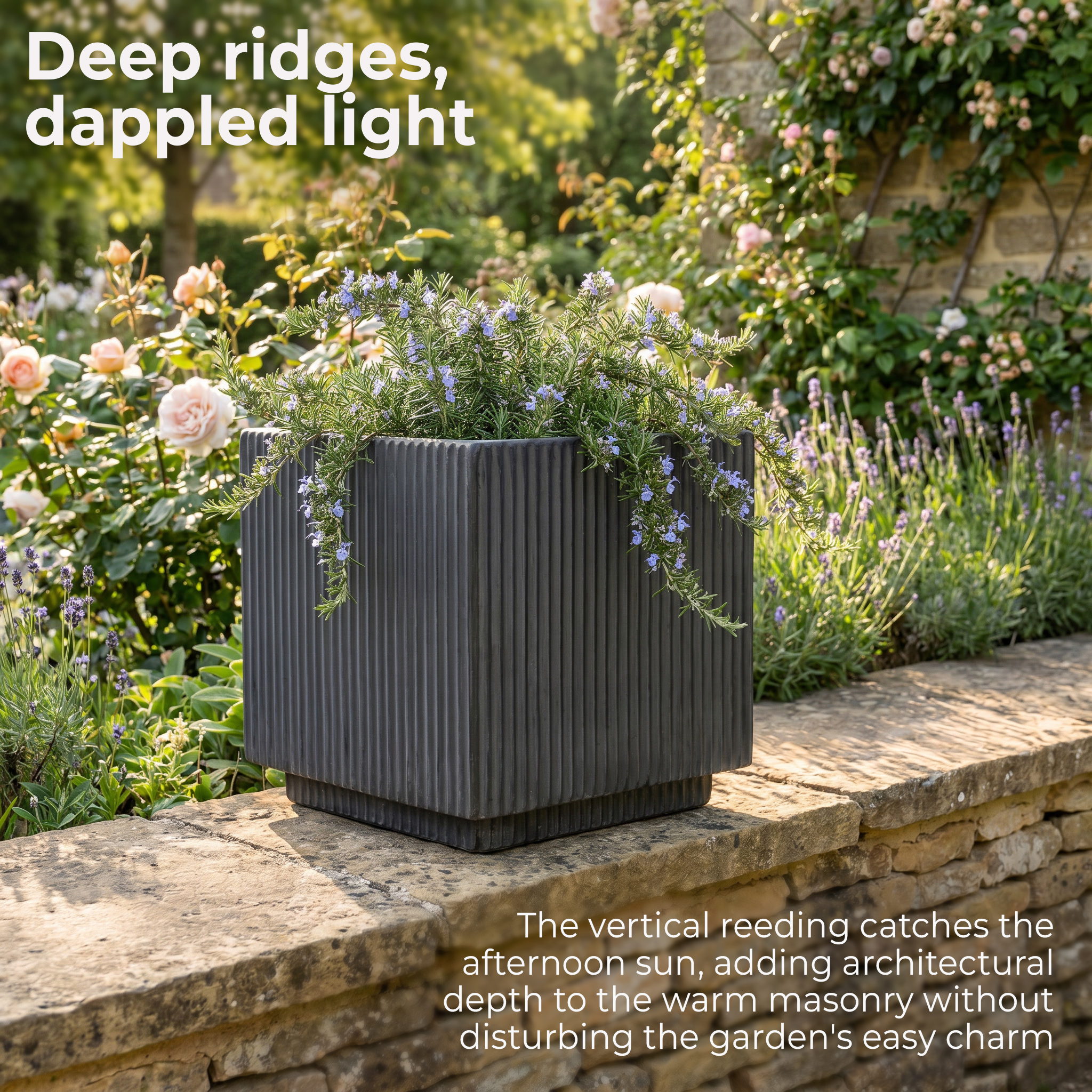 IDEALIST Lite Vertical Ribbed Square Effect Outdoor Planter
