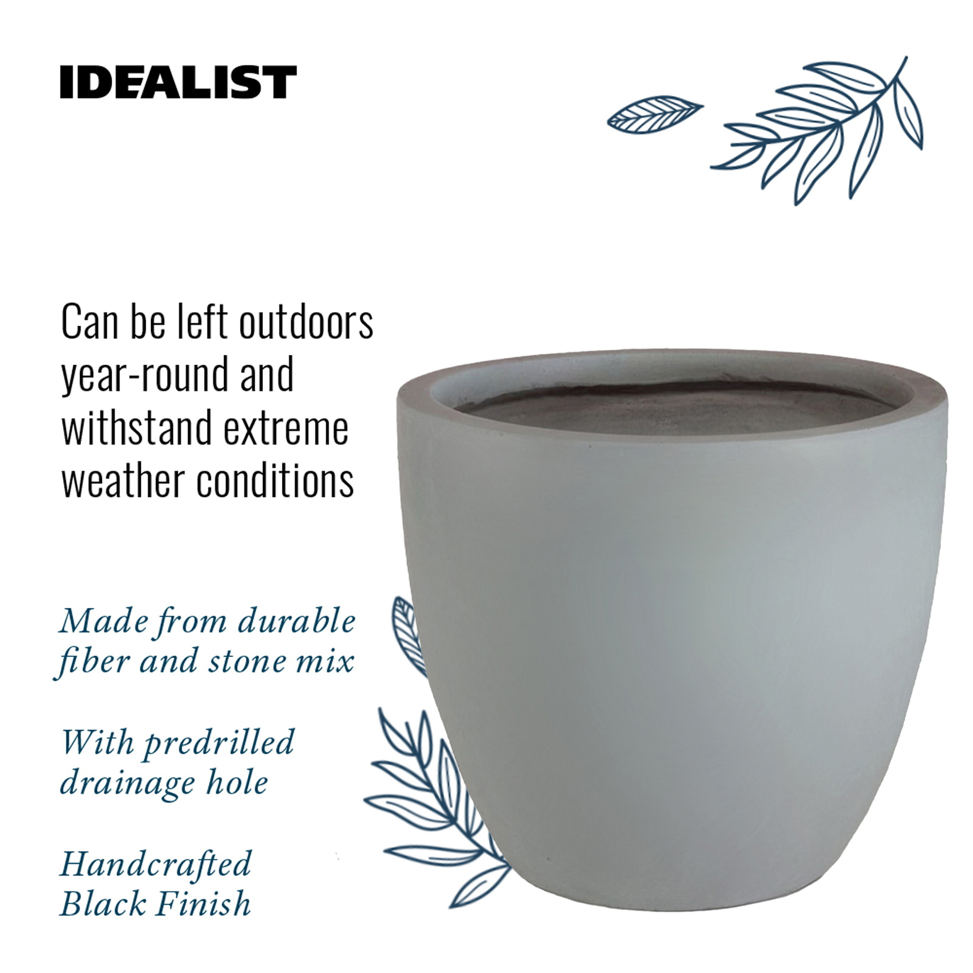 IDEALIST Lite Contemporary Light Concrete Egg Planter