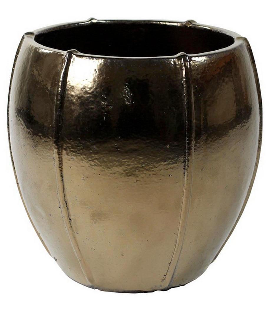 Ceramic Round Lined Glossy Planter Pot In/Out