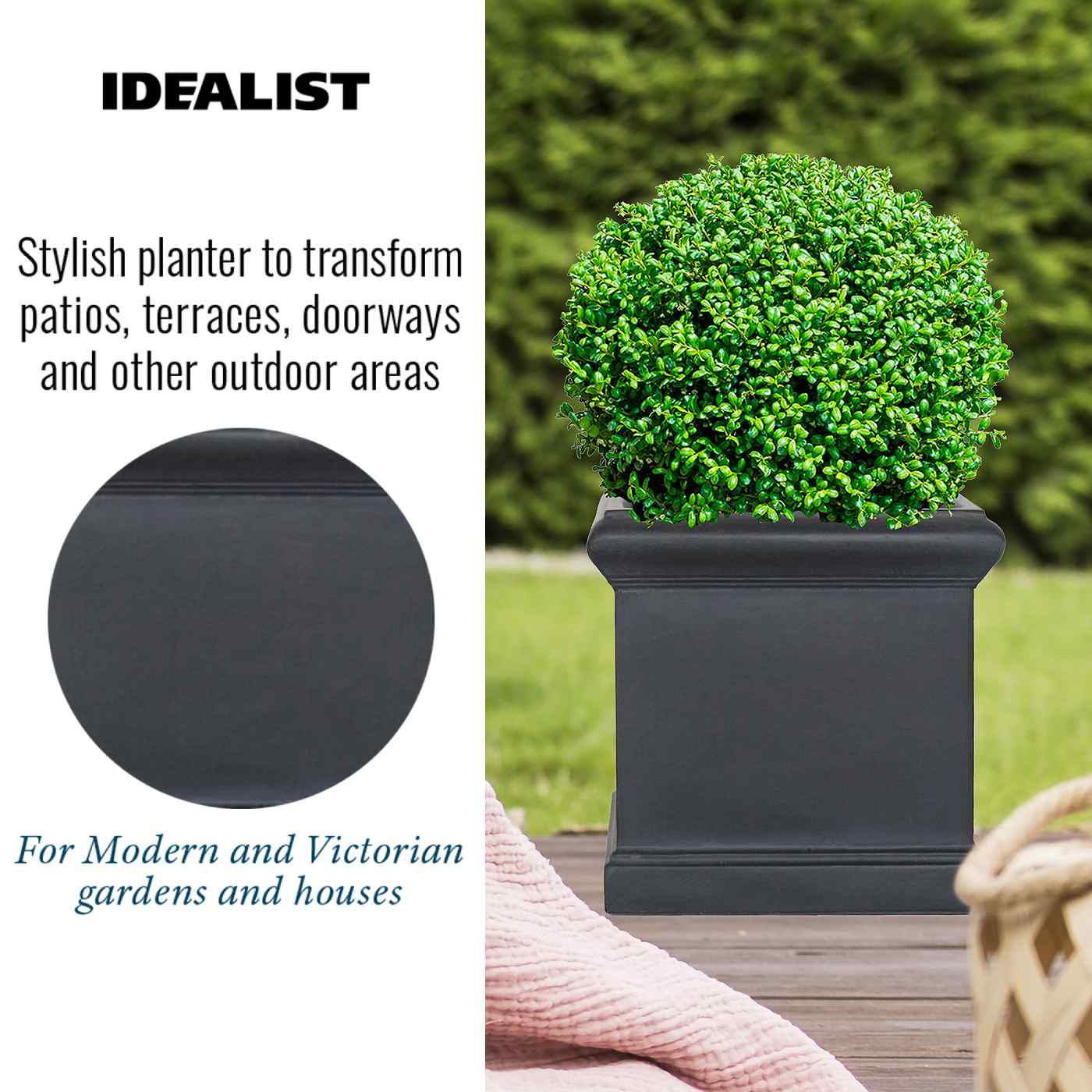 IDEALIST Lite Victorian Box Square Light Stone Outdoor Planter