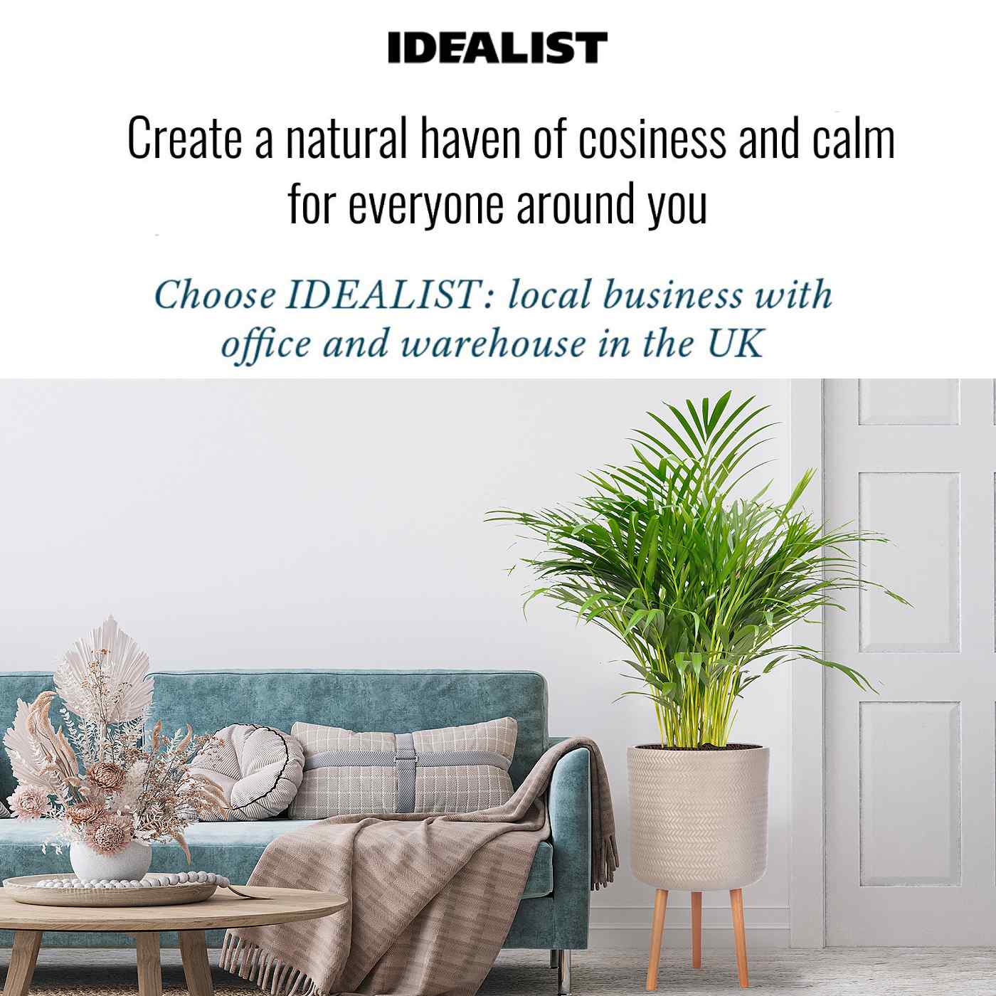 IDEALIST Lite Plaited Style Cylinder Planter on Legs, Round Pot Plant Stand Indoor