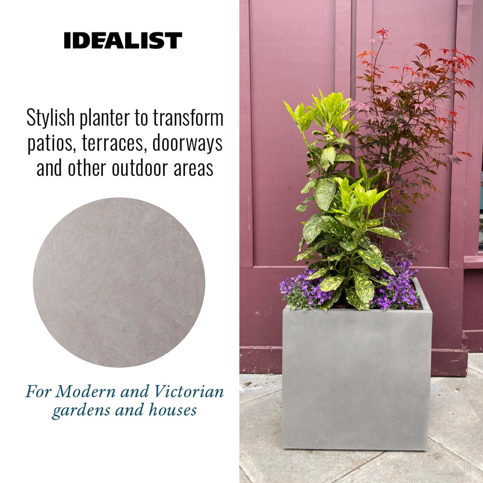 IDEALIST Lite Square Box Contemporary Light Concrete Planter