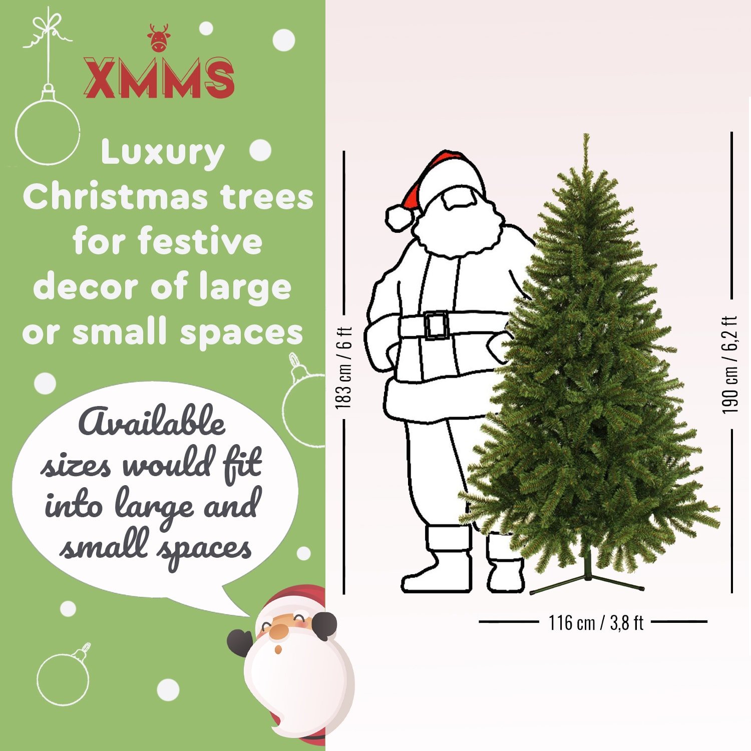 XMMS Limerick Artificial Christmas Tree with Tree Skirt & Cotton Gloves Fir Green Needles