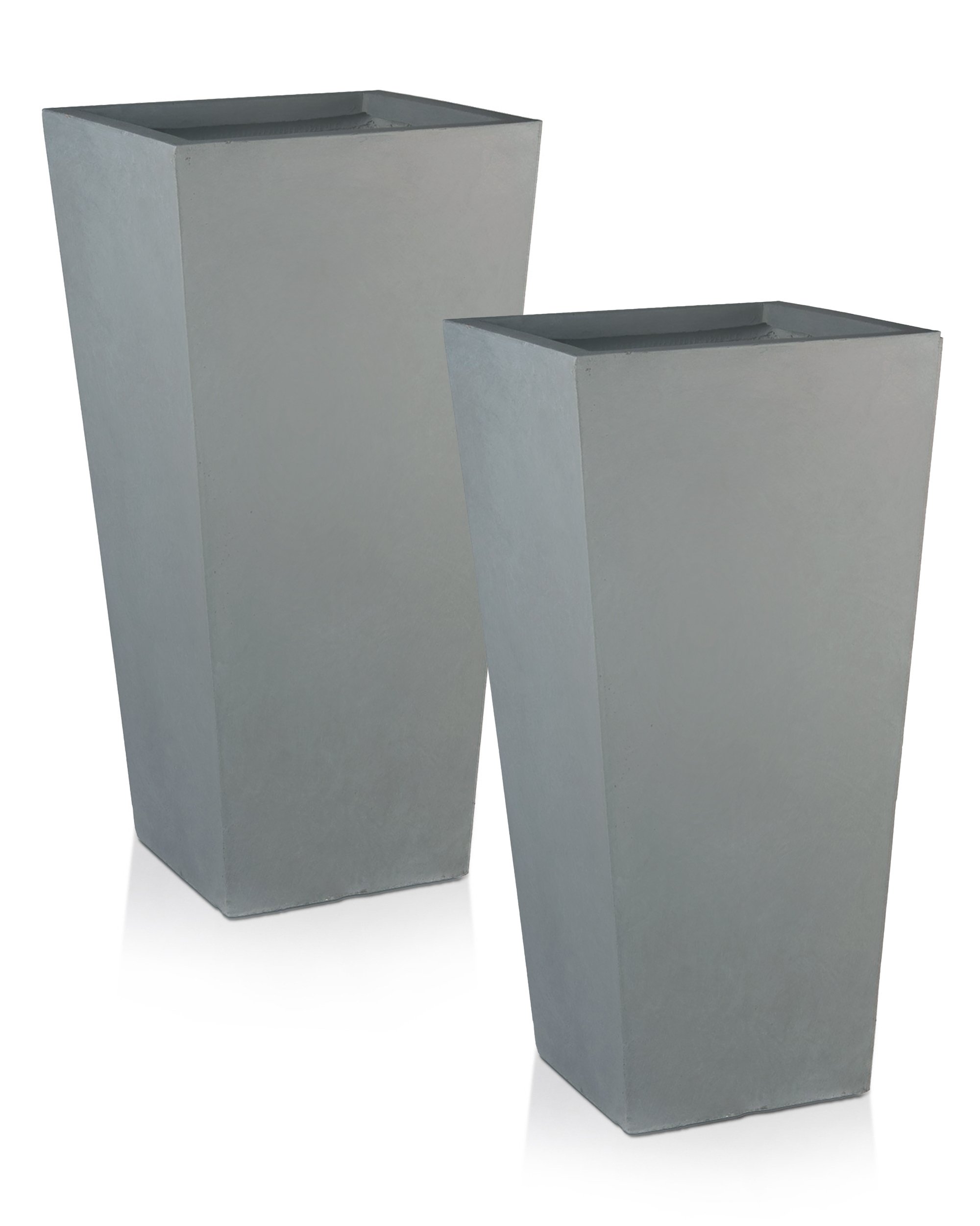 Set of IDEALIST Lite Light Concrete Garden Tall Planters, Outdoor Plant Pots with Tapered Shape