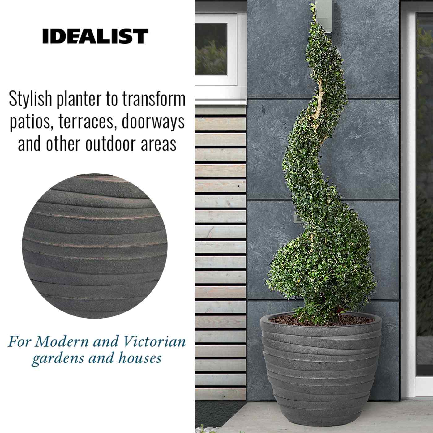 IDEALIST Lite Row Light Concrete Egg Planter