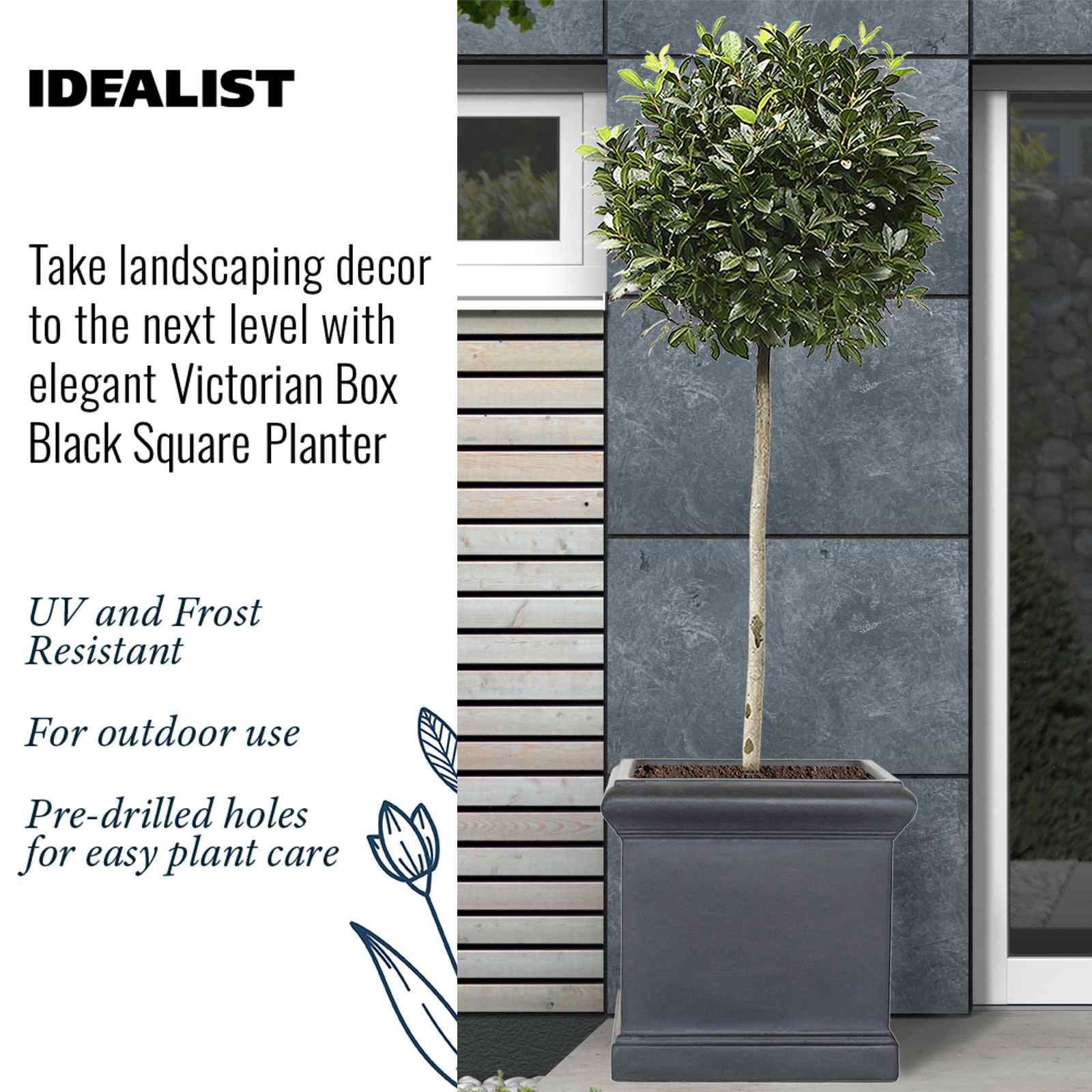 IDEALIST Lite Victorian Box Square Light Stone Outdoor Planter