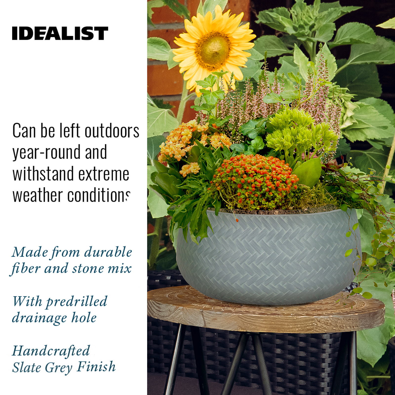 IDEALIST Lite Plaited Style Bowl Outdoor Planter