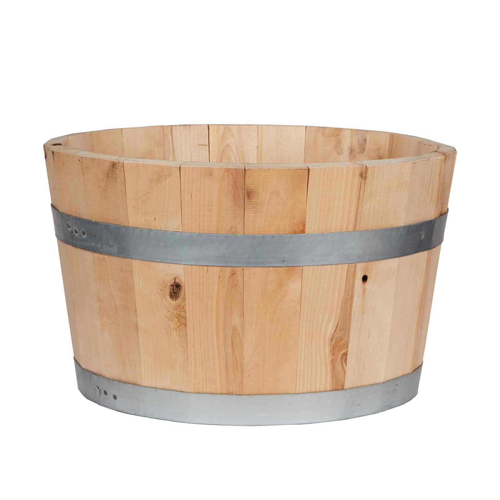 Rustic European Birch Hardwood Round Tub Half Barrel Outdoor Planter Made in UK by HORTICO