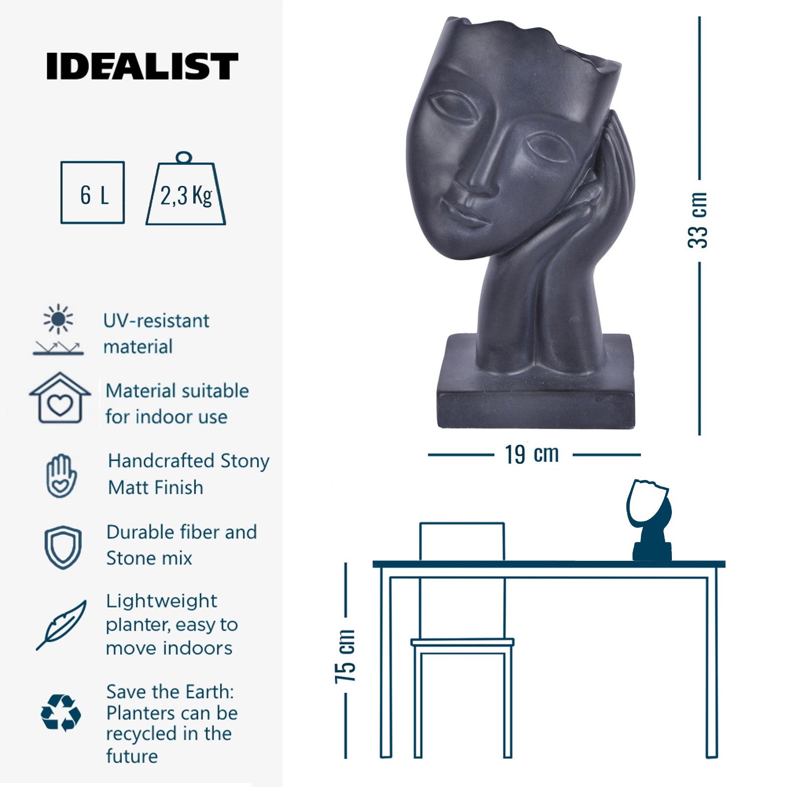IDEALIST Lite Round Face Plant Pot Indoor