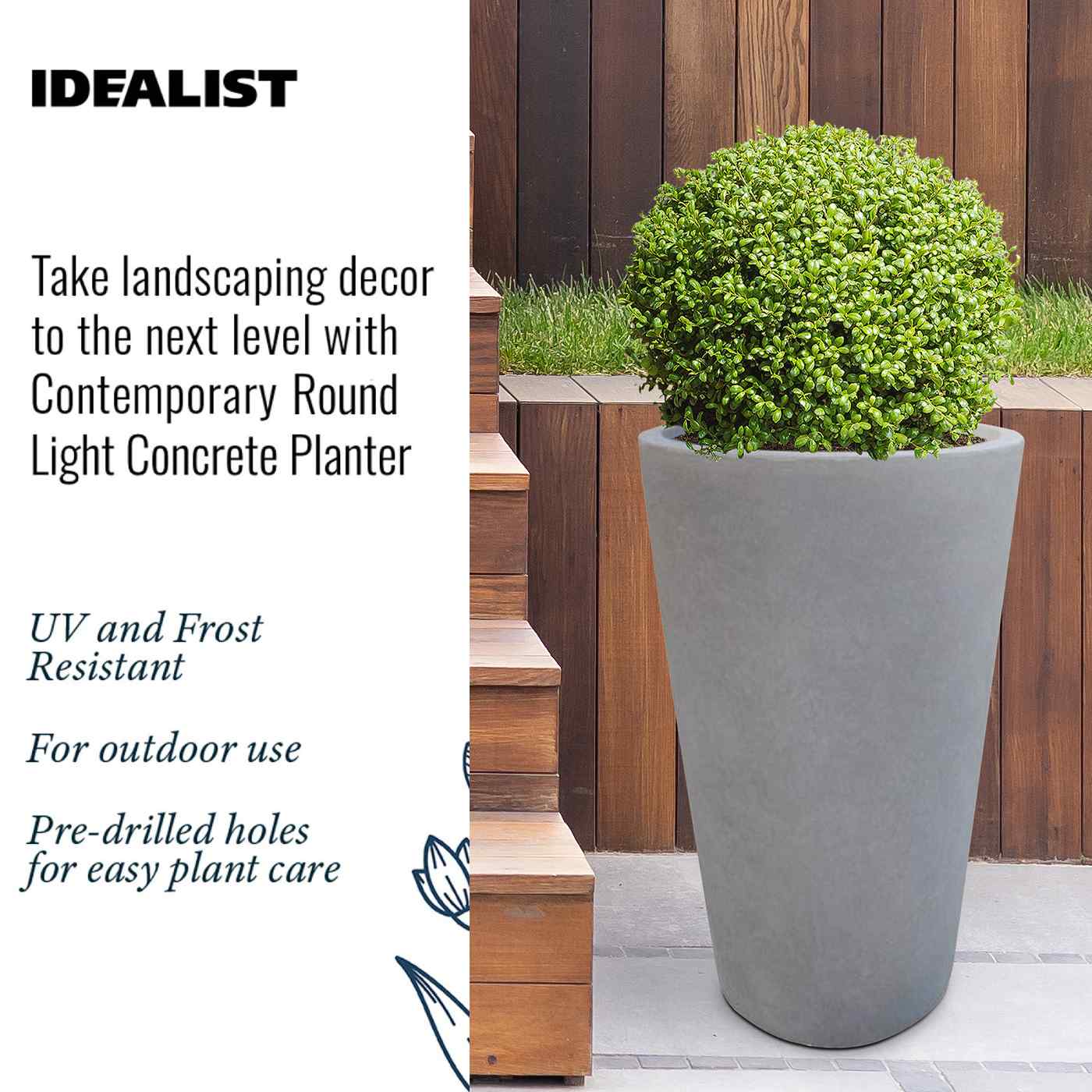 IDEALIST Lite Contemporary Round Light Concrete Planter