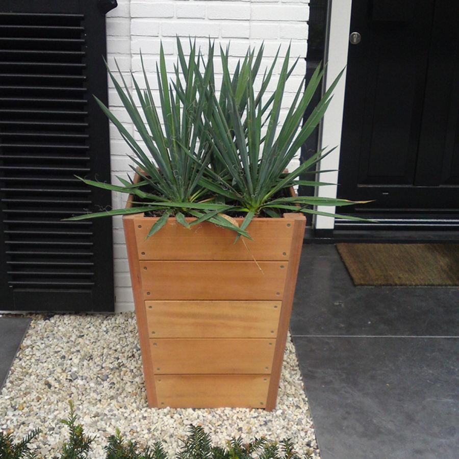 Hardwood Sevilla Tapered Square Tall Wood Outdoor Planter