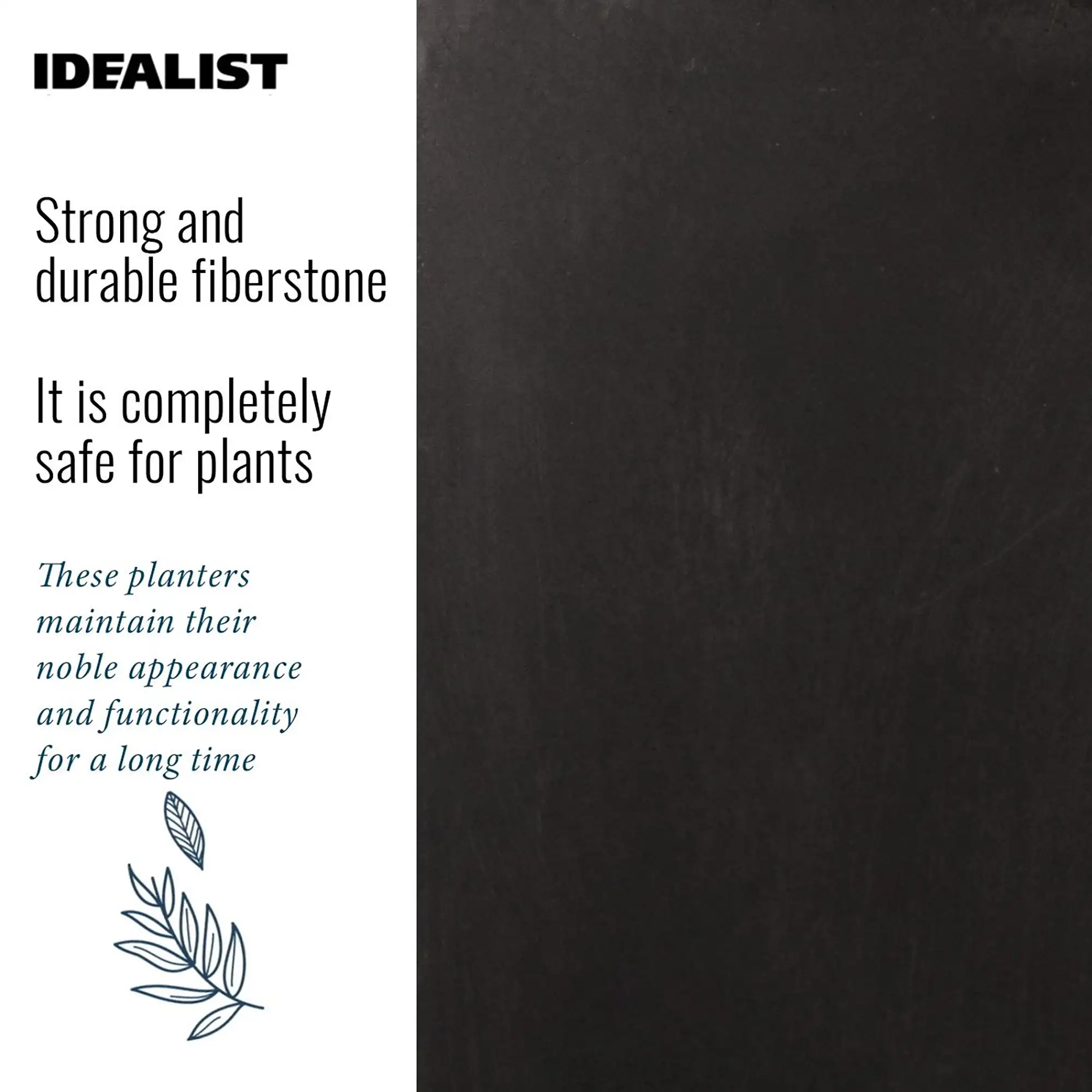 Set of IDEALIST Lite Light Concrete Garden Tall Planters, Outdoor Plant Pots with Tapered Shape