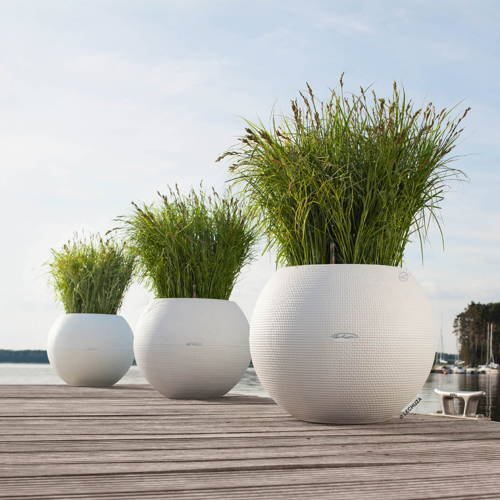 LECHUZA PURO Color Round Poly Resin Self-watering Planter