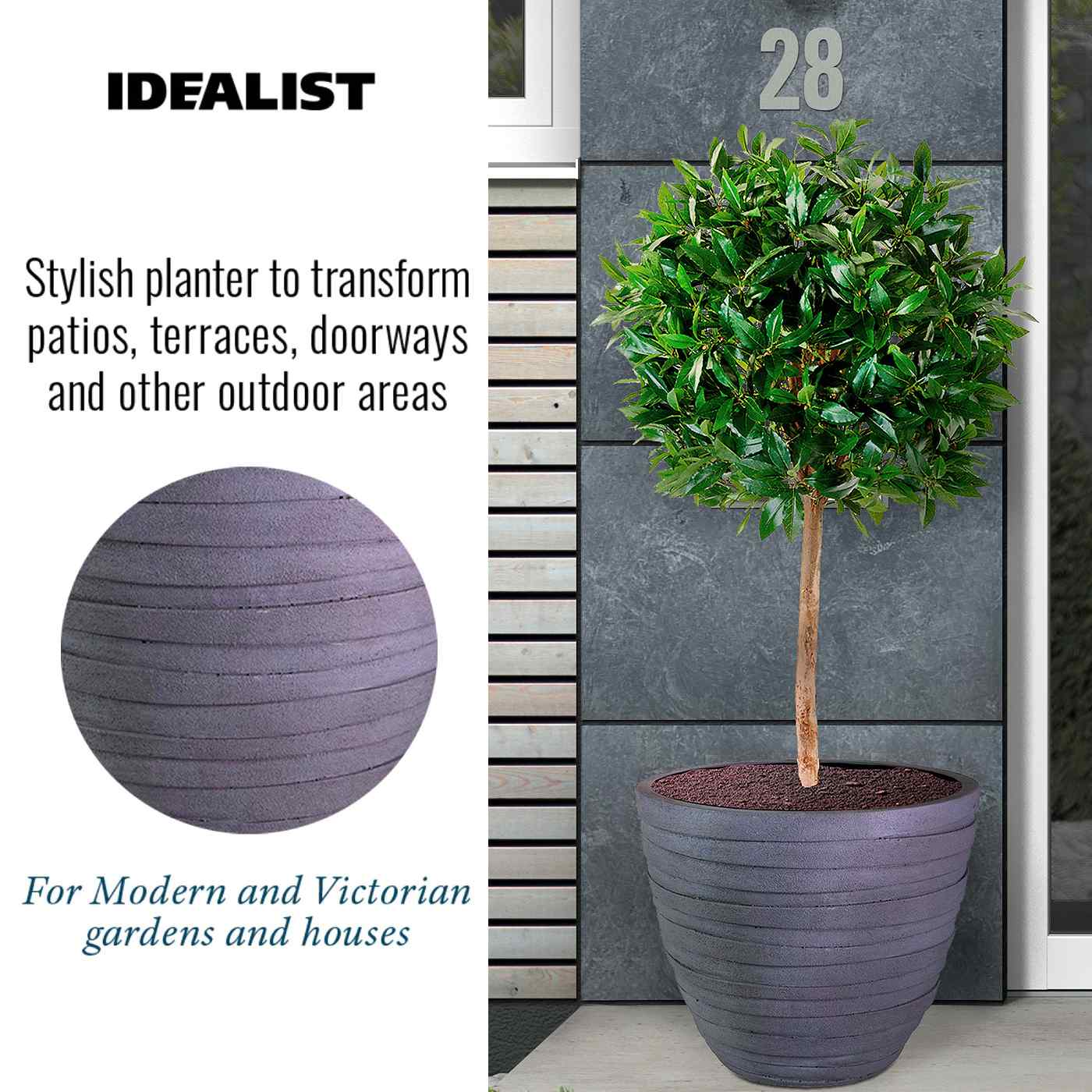 IDEALIST Lite Row Light Concrete Egg Planter