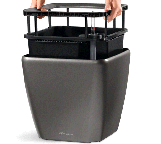 LECHUZA Quadro LS Square Poly Resin Self-watering Planter