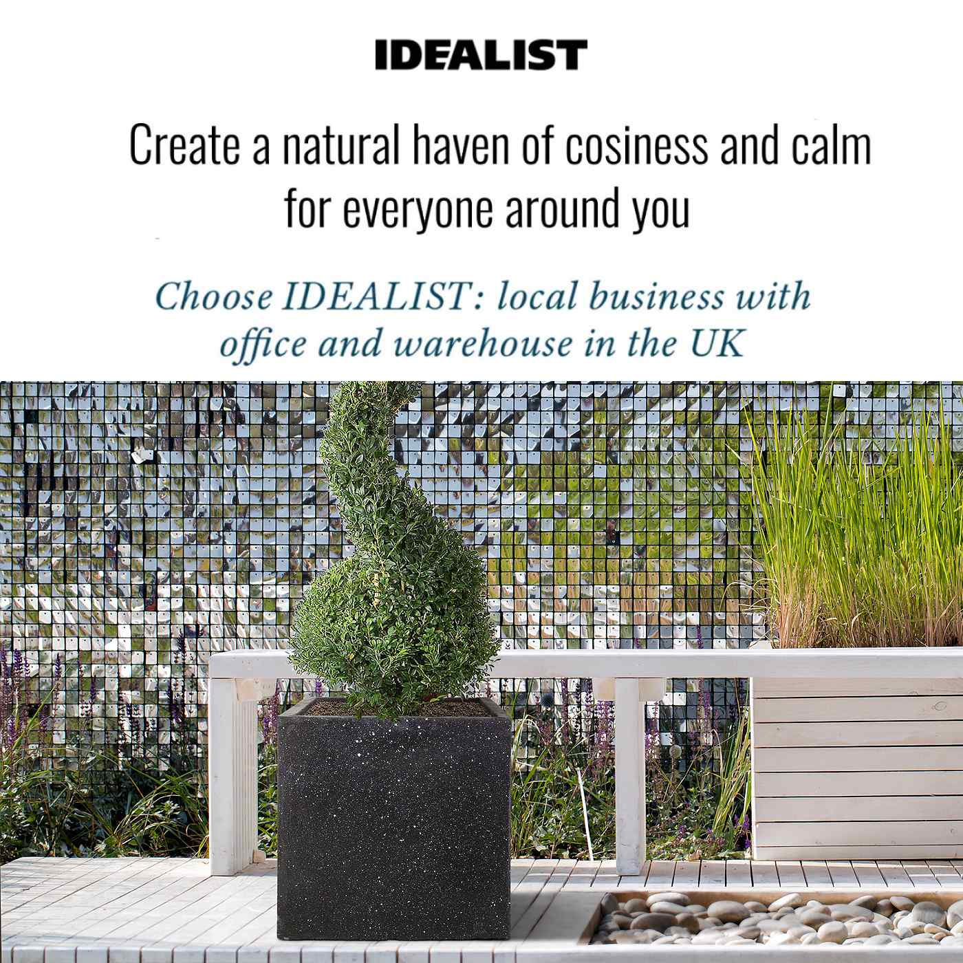 IDEALIST Lite Square Box Contemporary Marble Light Concrete Planter