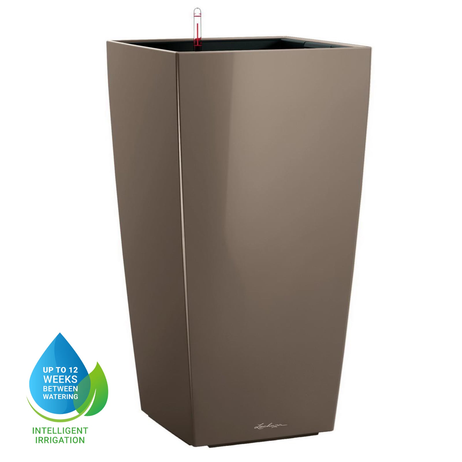LECHUZA CUBICO Square Tall Poly Resin Self-watering Planter