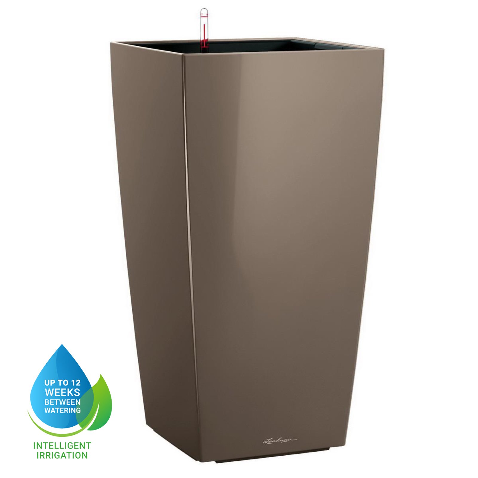 LECHUZA CUBICO Square Tall Poly Resin Self-watering Planter