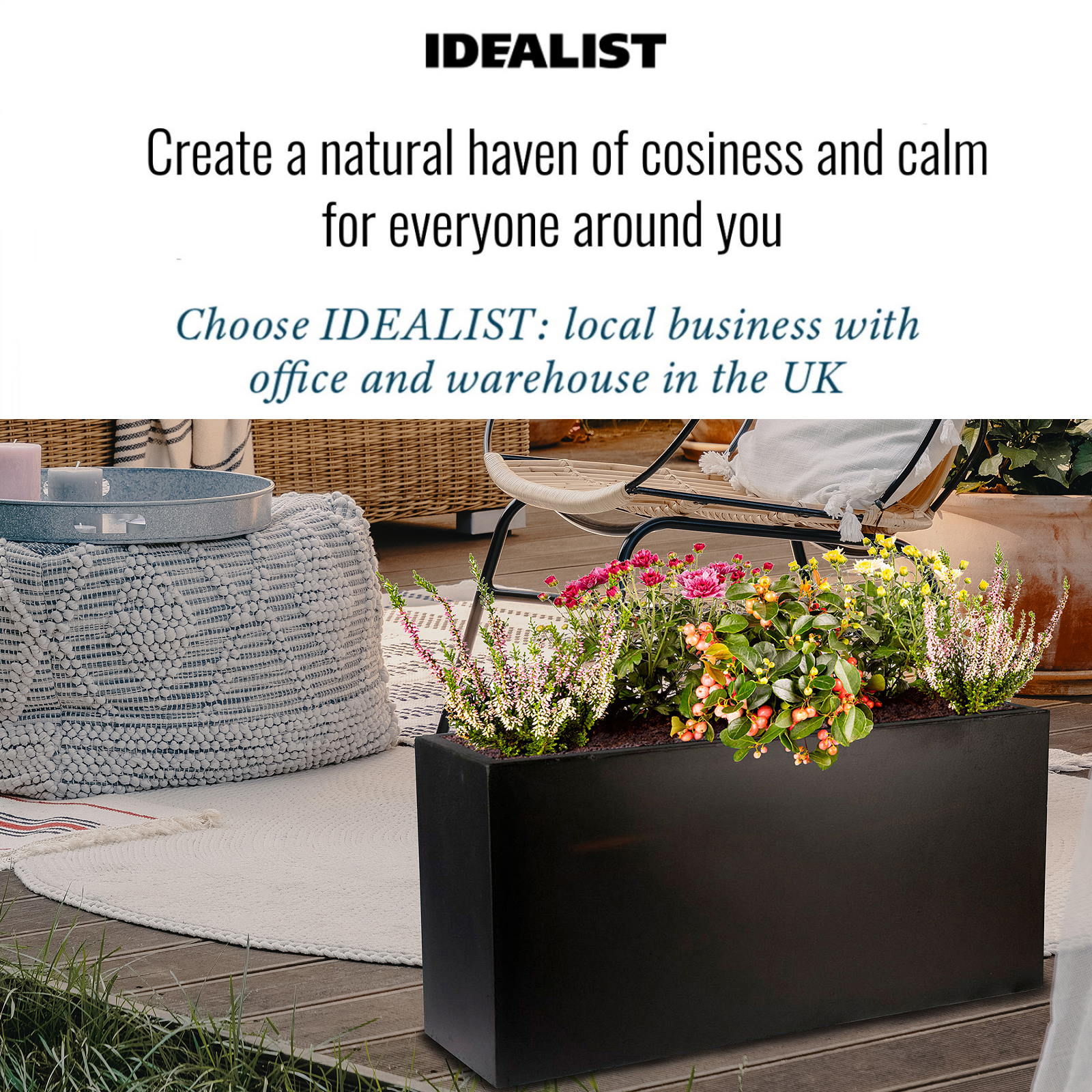IDEALIST Lite Contemporary Light Concrete High Trough Planter