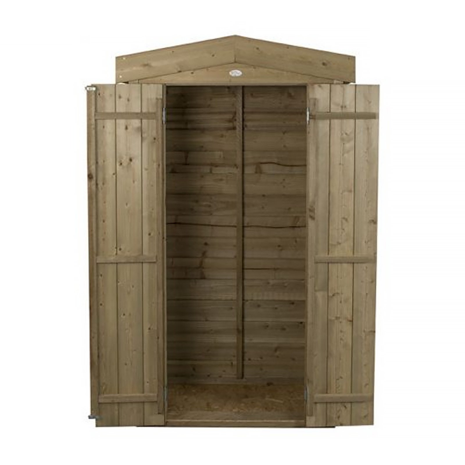 Installed Outdoor Pressure Treated Wooden Overlap Apex Tall Garden Store by Forest Garden